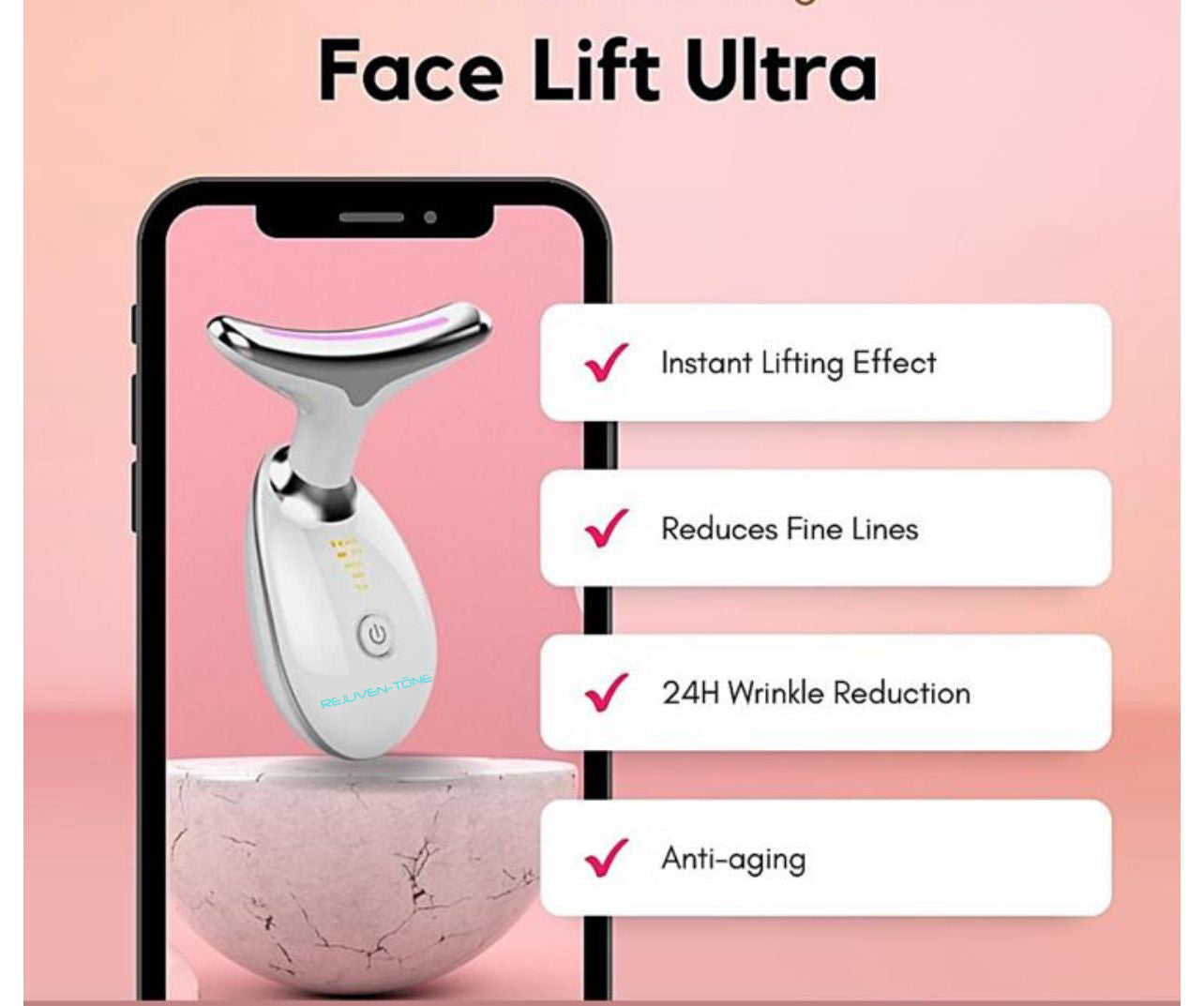 Rejuven Tone Face Chin Neck Rejuvenator - Anti-Aging Skin Tightening Device for Wrinkles & Double Chin - At-Home Facial Lifting & Firming Treatment for Women & Men