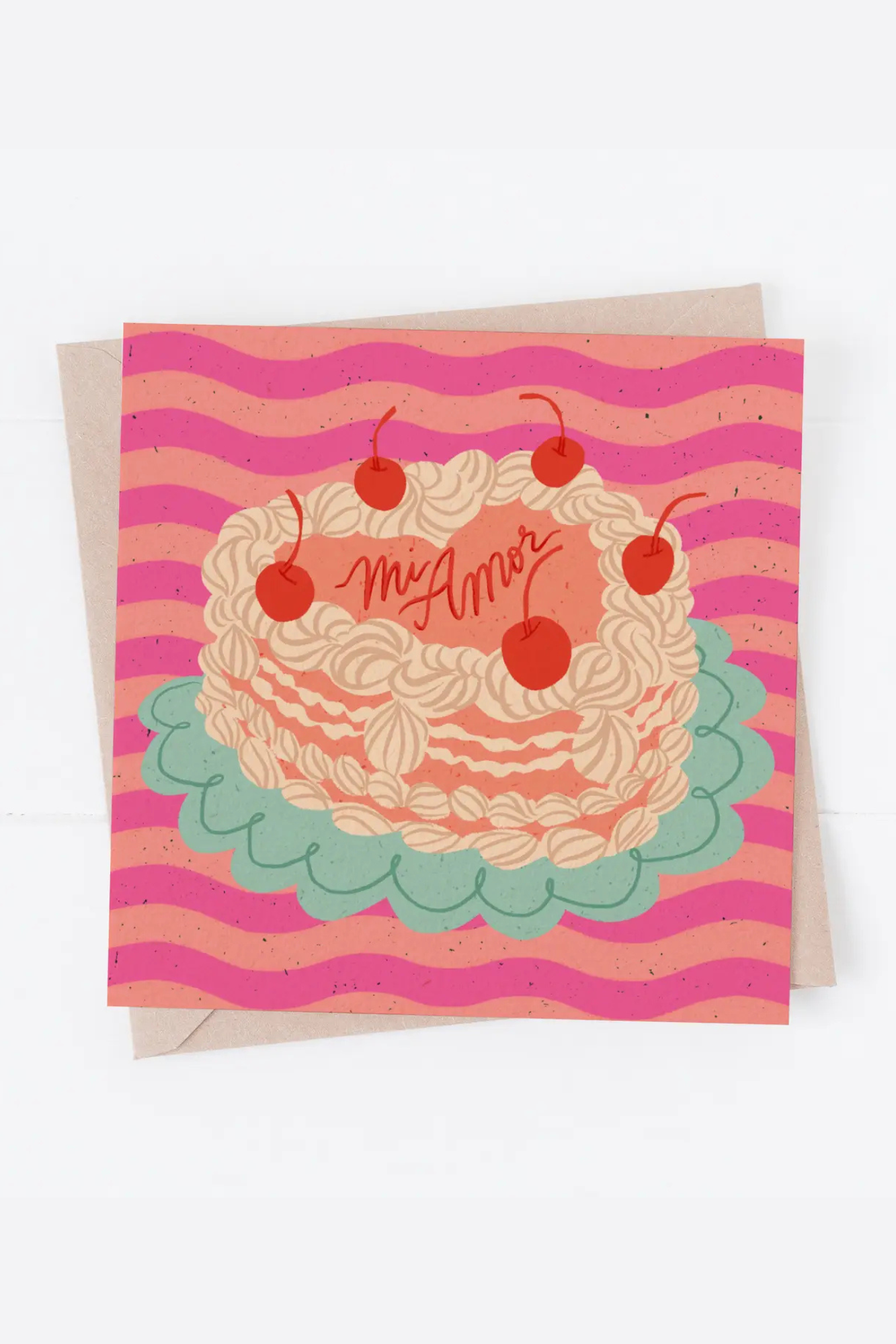 Mi Amor Cake Mini Greeting Card - Elegant Birthday & Anniversary Card for Her, Perfect for Romantic Occasions, Weddings, and Love Notes