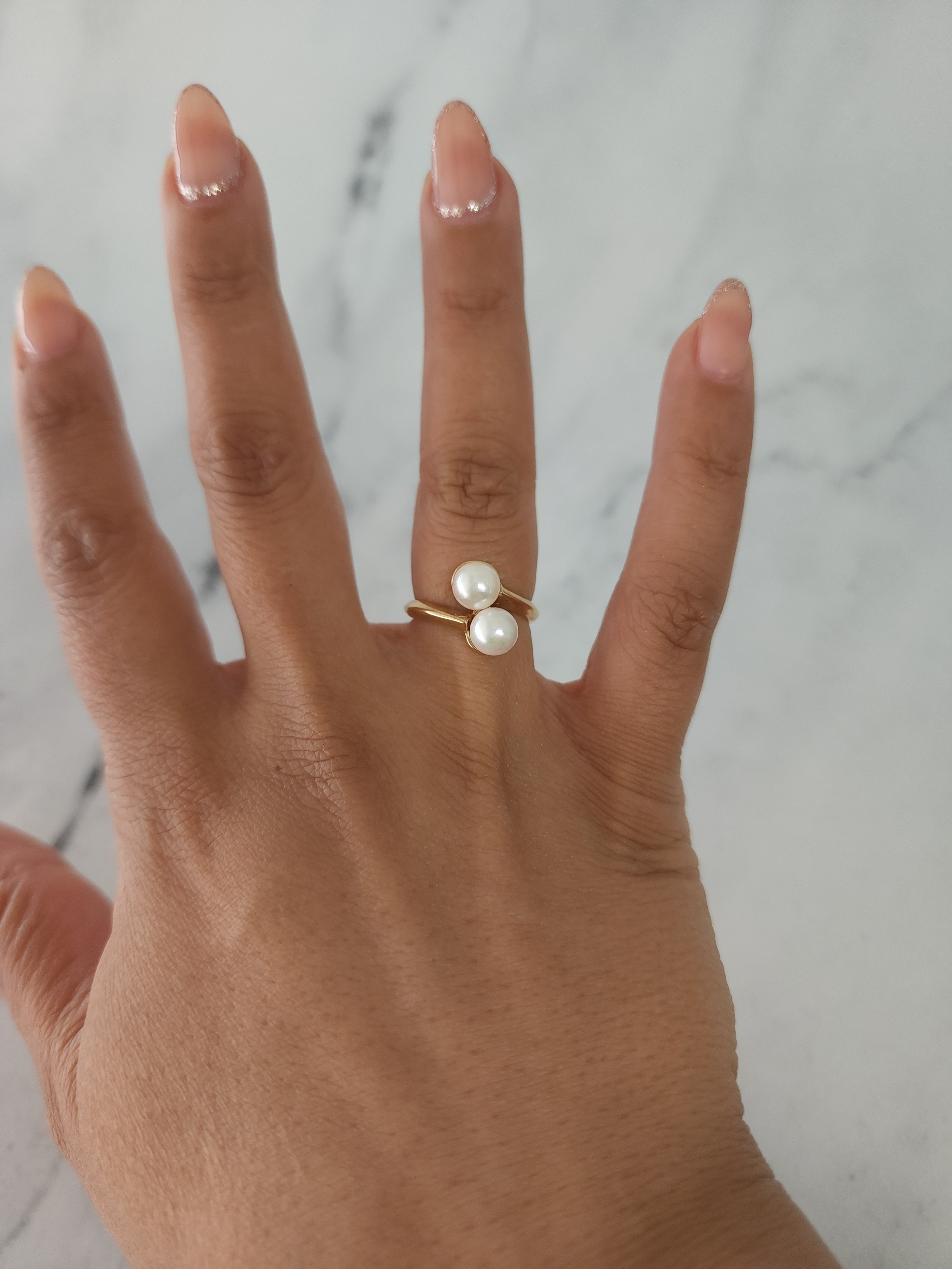 14K Yellow Gold Pearl Cluster Ring - 7mm Cultured Pearl Statement Jewelry for Women | Elegant Gift for Brides, Anniversaries & Special Occasions