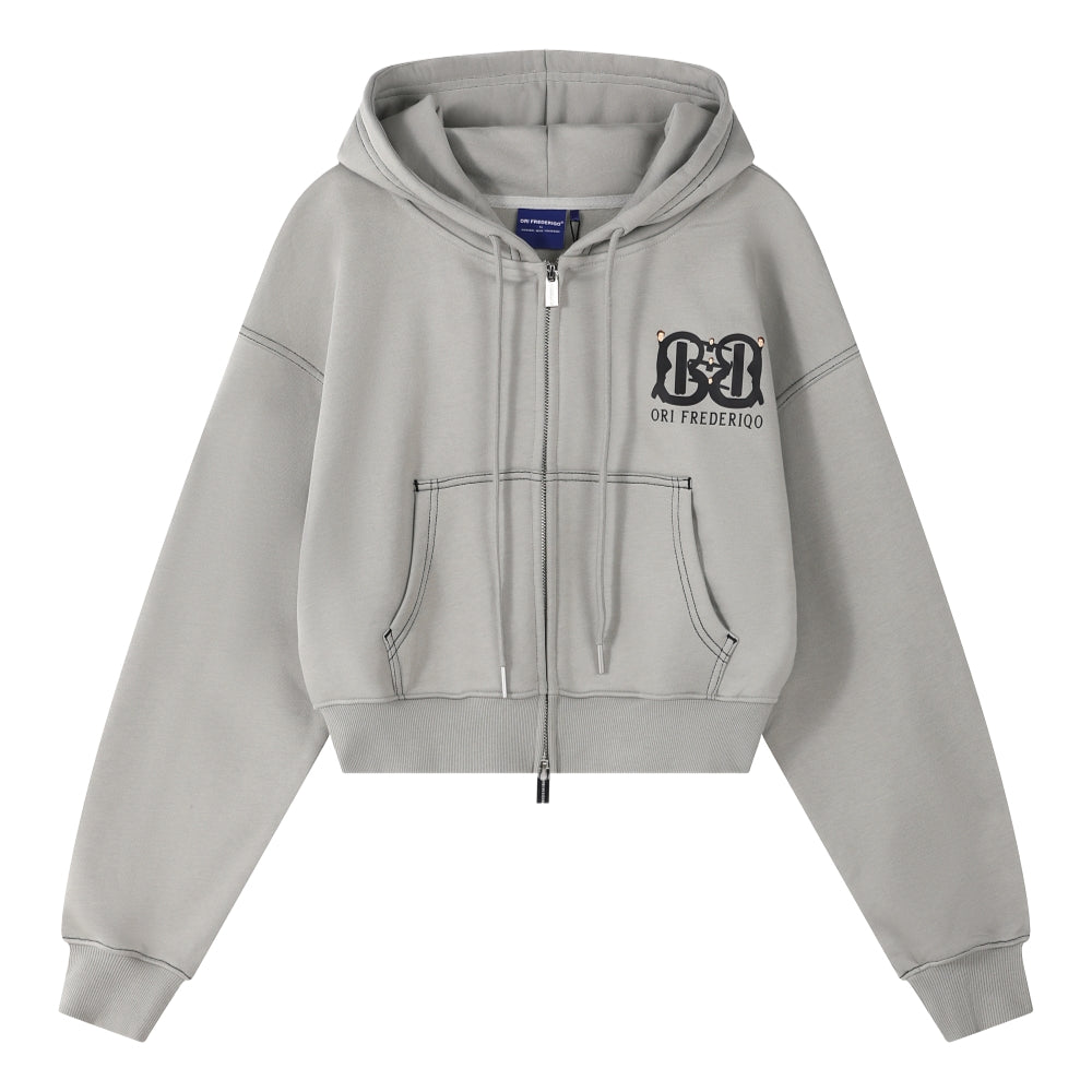 ORI FREDERIQO Women's Lightweight Hooded Zip Up Jacket - Grey | Casual Outerwear for Everyday Wear & Outdoor Activities