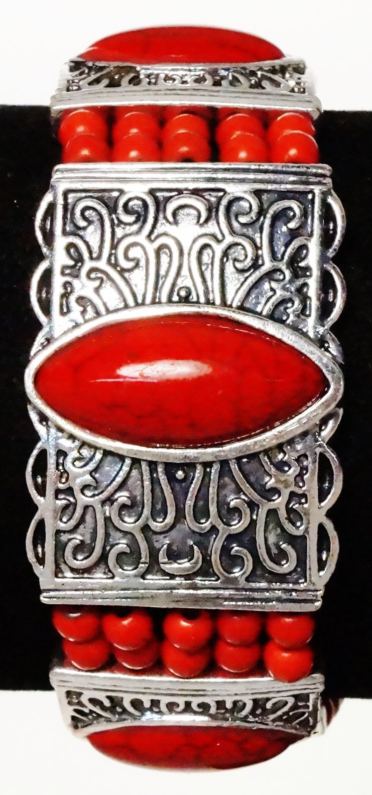 Silver Tone & Red Beaded Bracelet for Women - Kiki's Red Rue Charm Bracelet - Perfect for Casual Wear, Boho Fashion & Gift Giving