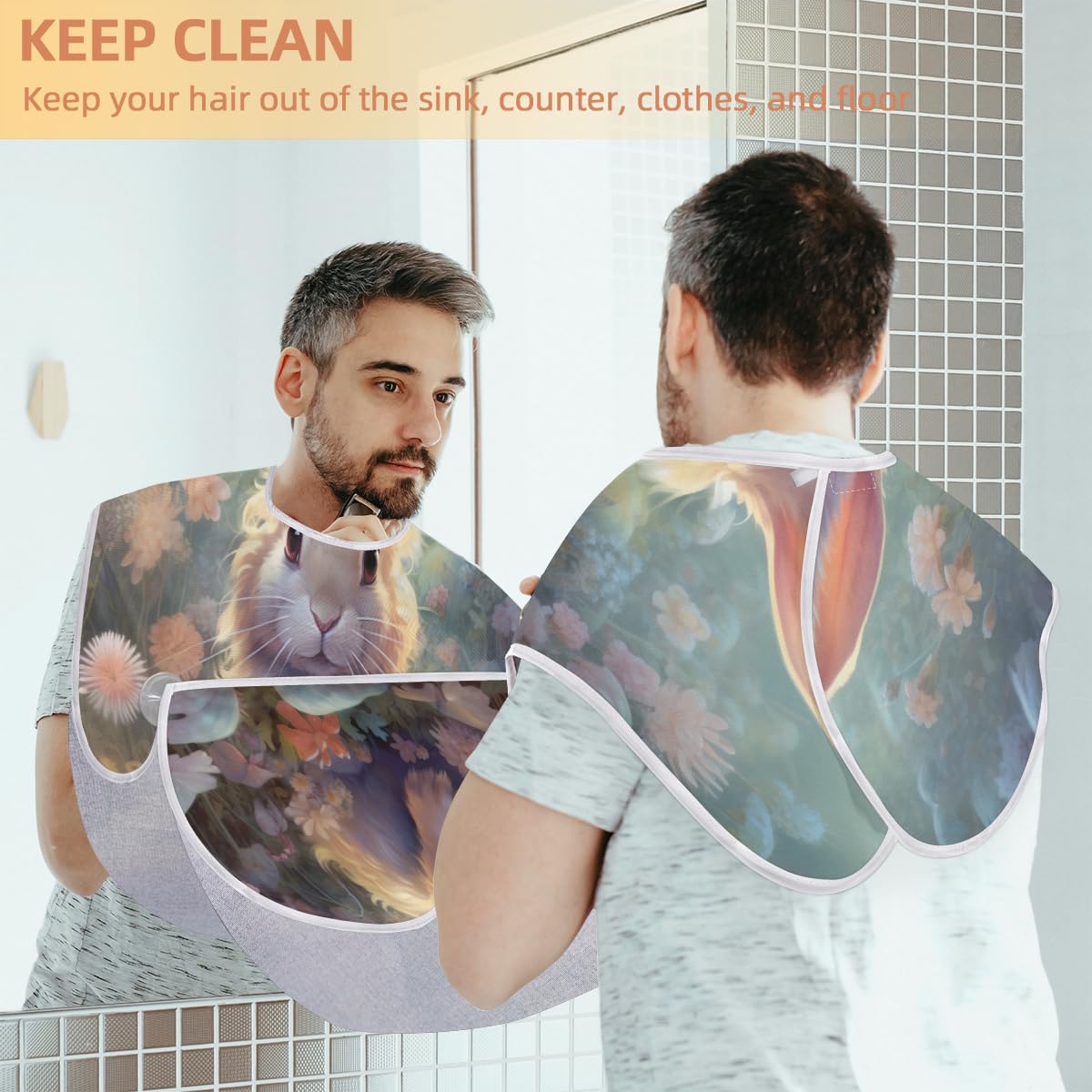 Stylish Rabbit Beard Shaving Bib for Men & Women - Waterproof Hair Dye Apron, Makeup Artist Cape & Barber Accessories - Perfect for Home Grooming, Salon Use & Sink Hair Cleanup - Great Gift for Beard Trimming & Haircut Lovers