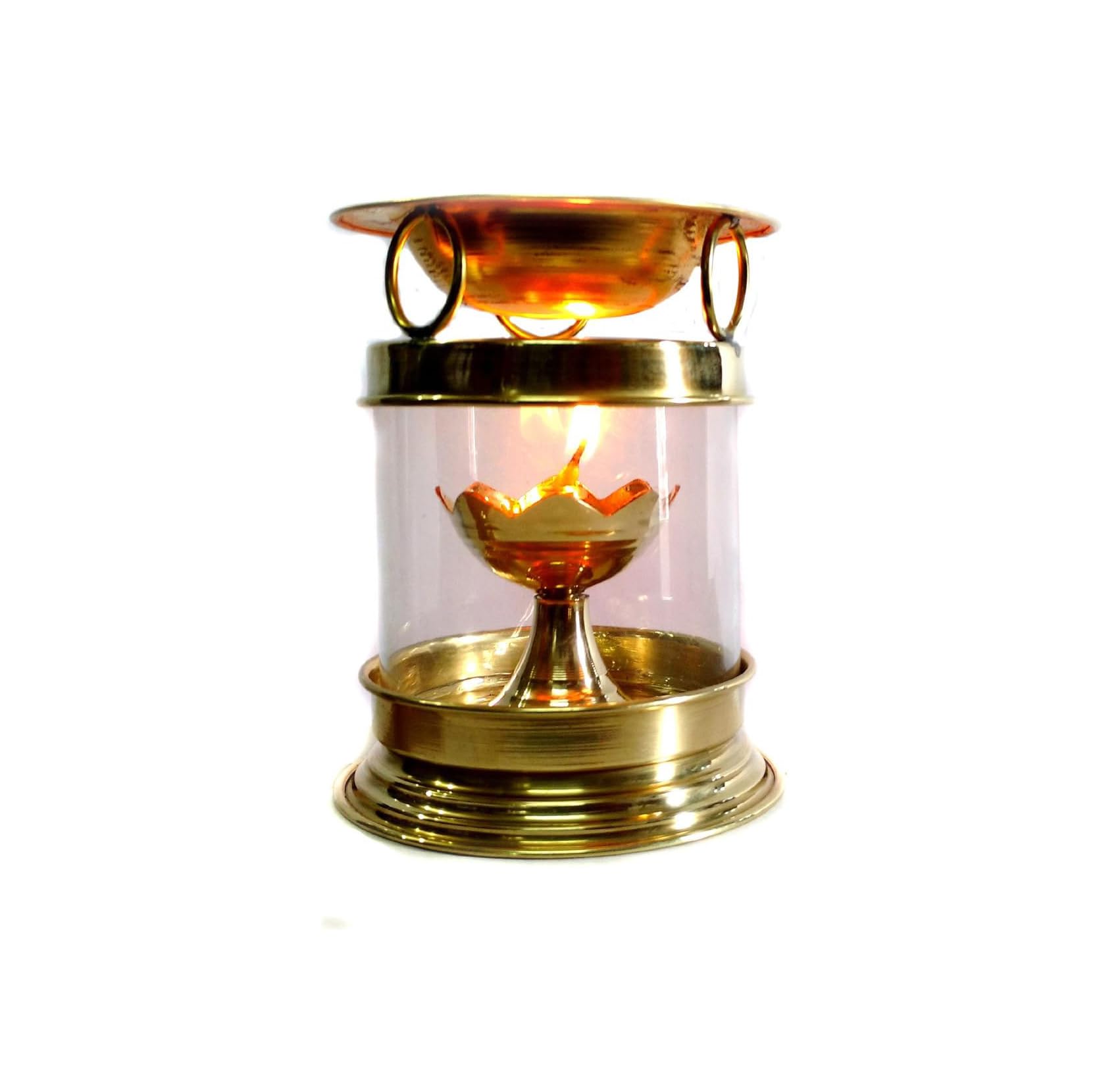 Handmade Brass Aromatherapy Oil Burner - Traditional Hindu Puja Deepak Lamp for Essential Oils | Perfect for Meditation, Yoga, Home Decor & Spiritual Ceremonies