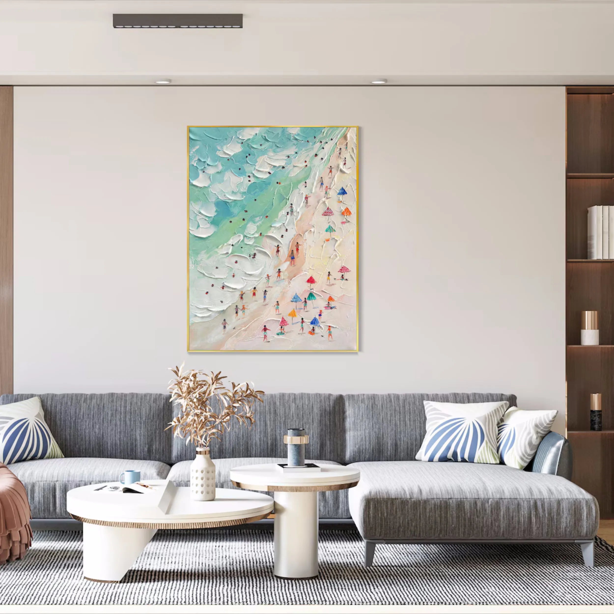 Seascape and Snowy Peak Landscape Painting - Premium Wall Art Decor #SP003 | Perfect for Living Room, Bedroom & Office