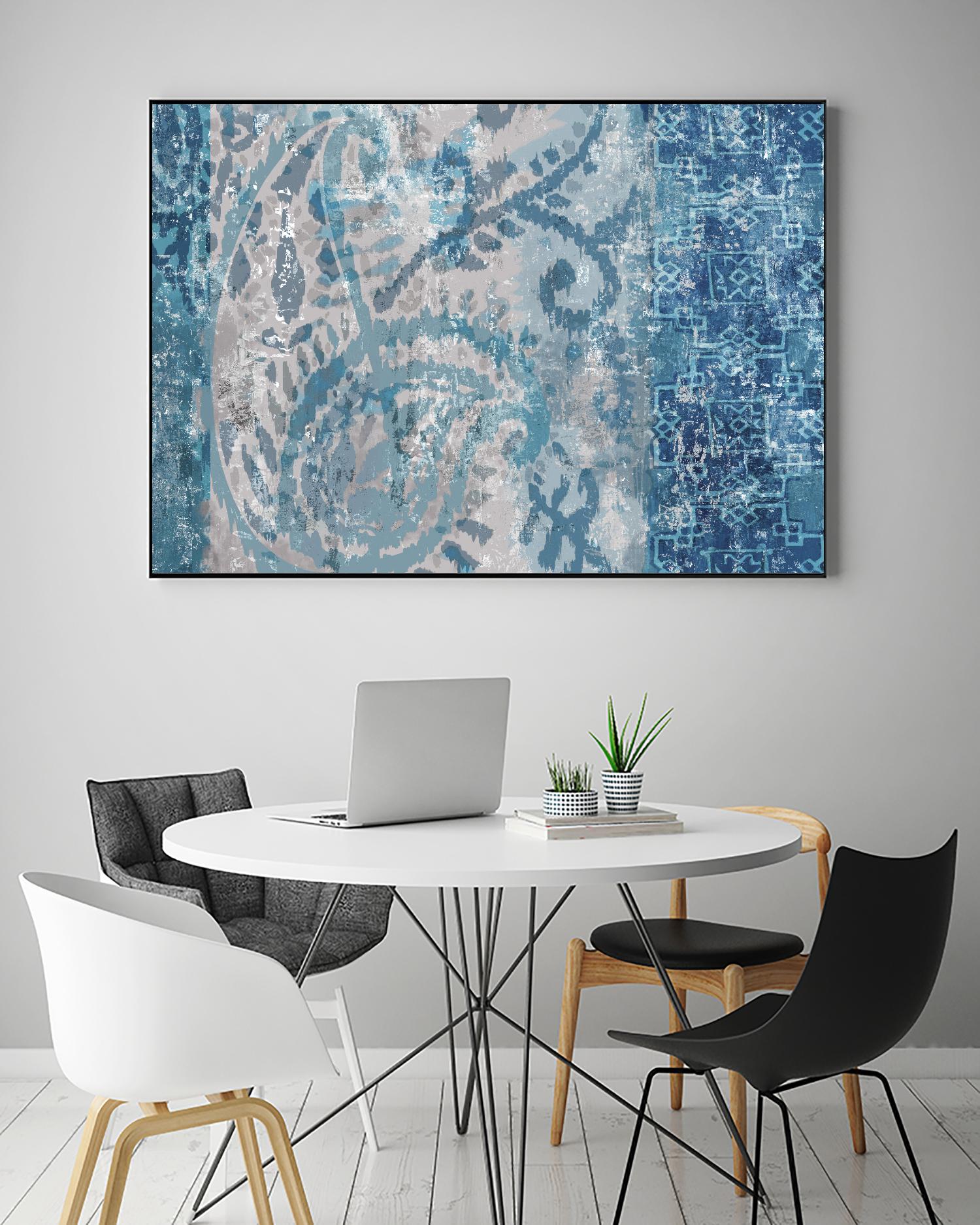 Blue Abstract Elegance Wall Art - Modern Canvas Painting for Living Room, Bedroom & Office Decor - Handmade Contemporary Home Decor