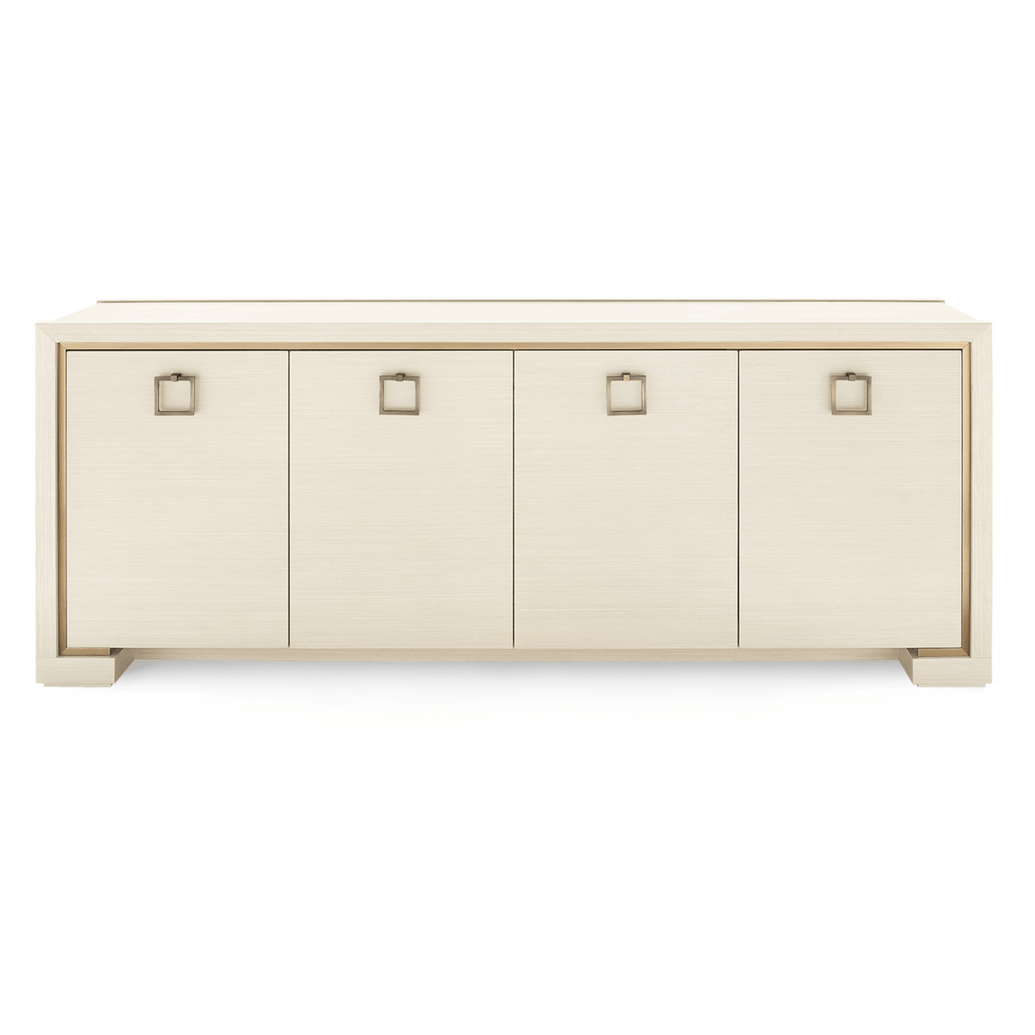 Blake Four Door Cabinet in Blanched Oak - Customizable Pull Options for Living Room, Bedroom & Office Storage