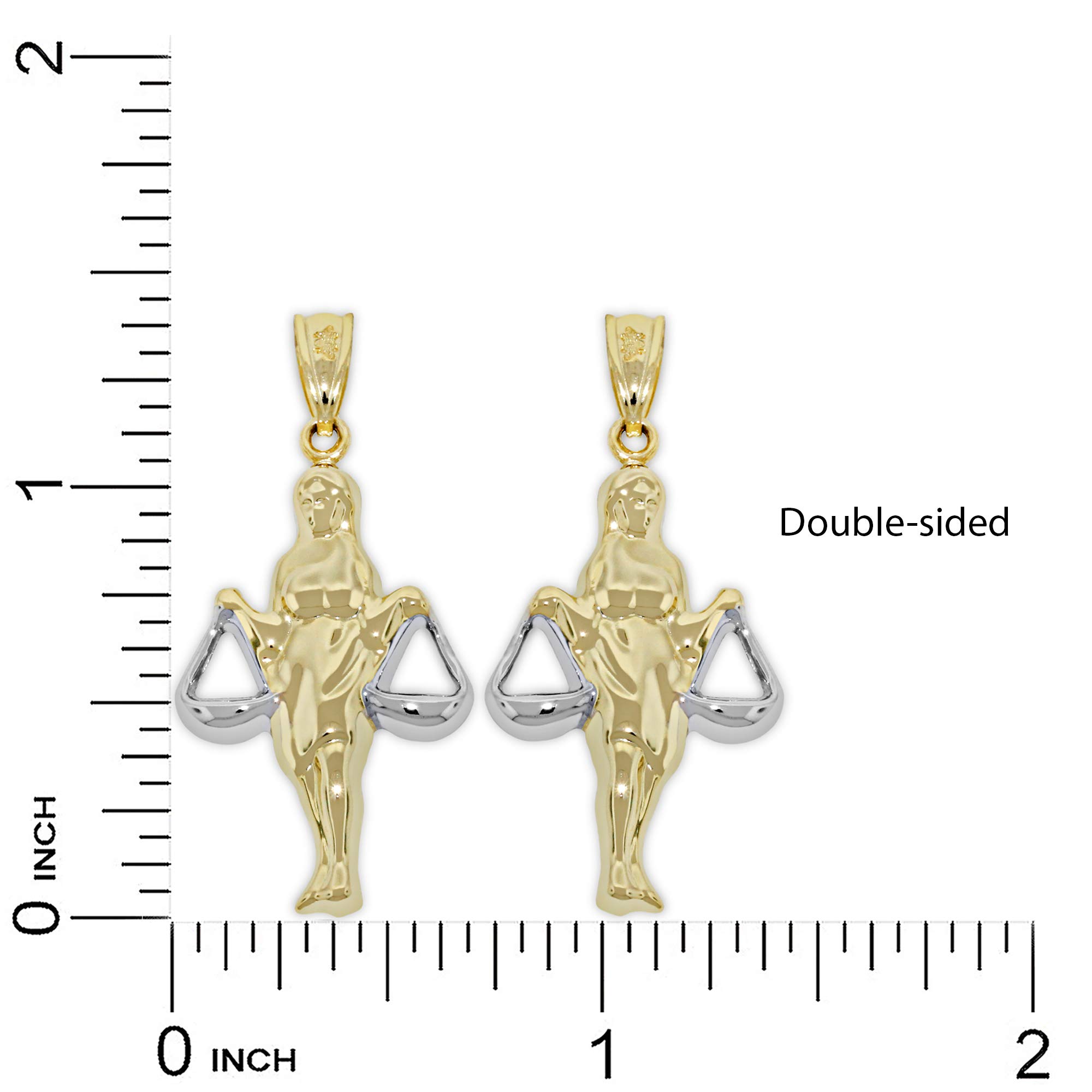 10K Gold Libra Zodiac Charm Pendant - Double Sided Horoscope Jewelry with Optional Matching Chain - Perfect for Birthdays, Gifts & Astrology Lovers