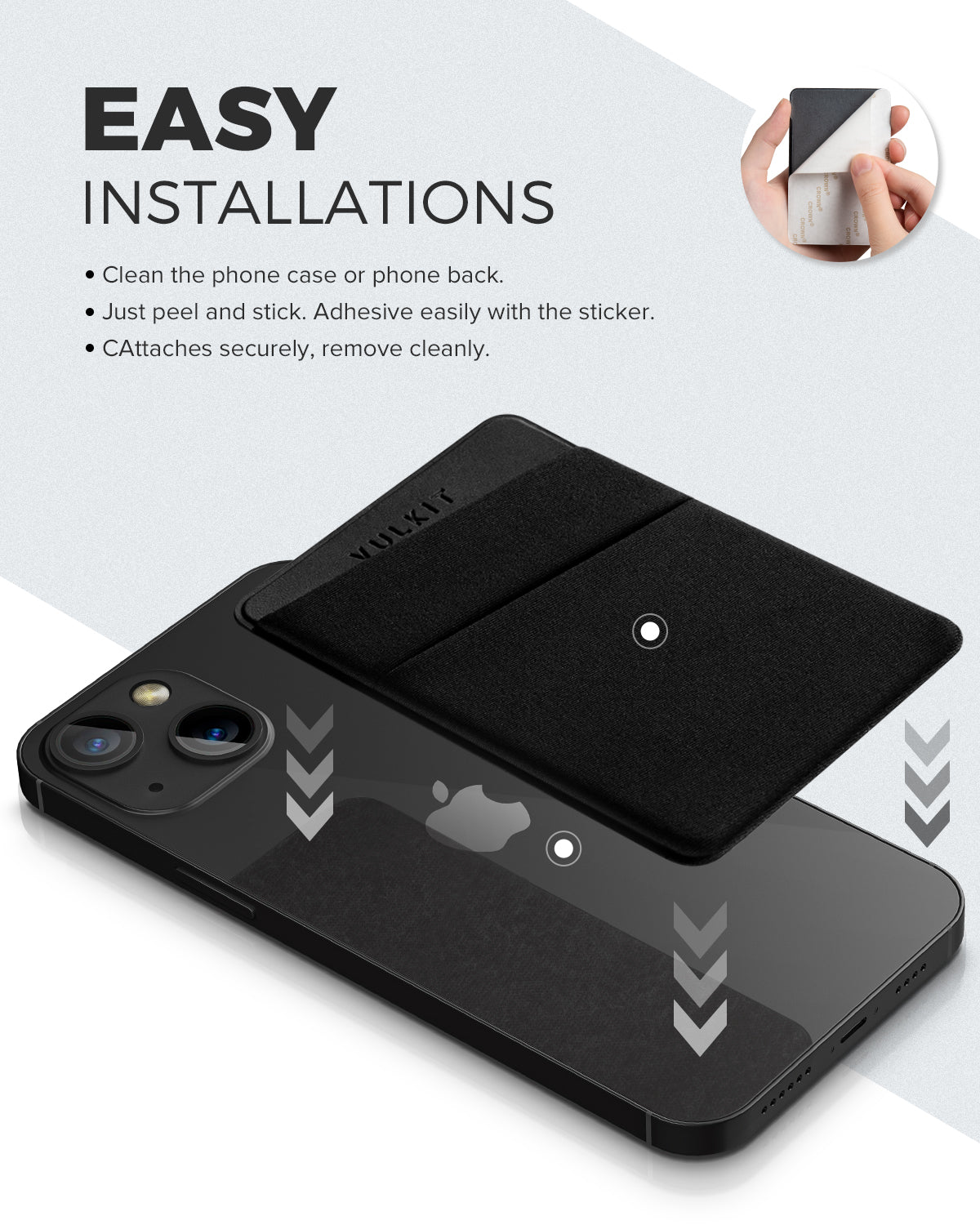 VPA105 Slim Elastic Adhesive Phone Card Holder - Sticky Pocket for Credit Cards, IDs & Cash - Perfect for Phones, Wallets & Travel Accessories