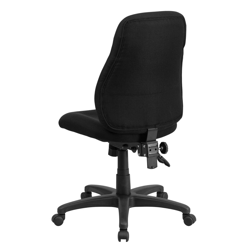 FLASH Brandy Mid Back Black Fabric Ergonomic Office Chair - Adjustable Swivel Task Chair with Lumbar Support for Home & Office Workspace