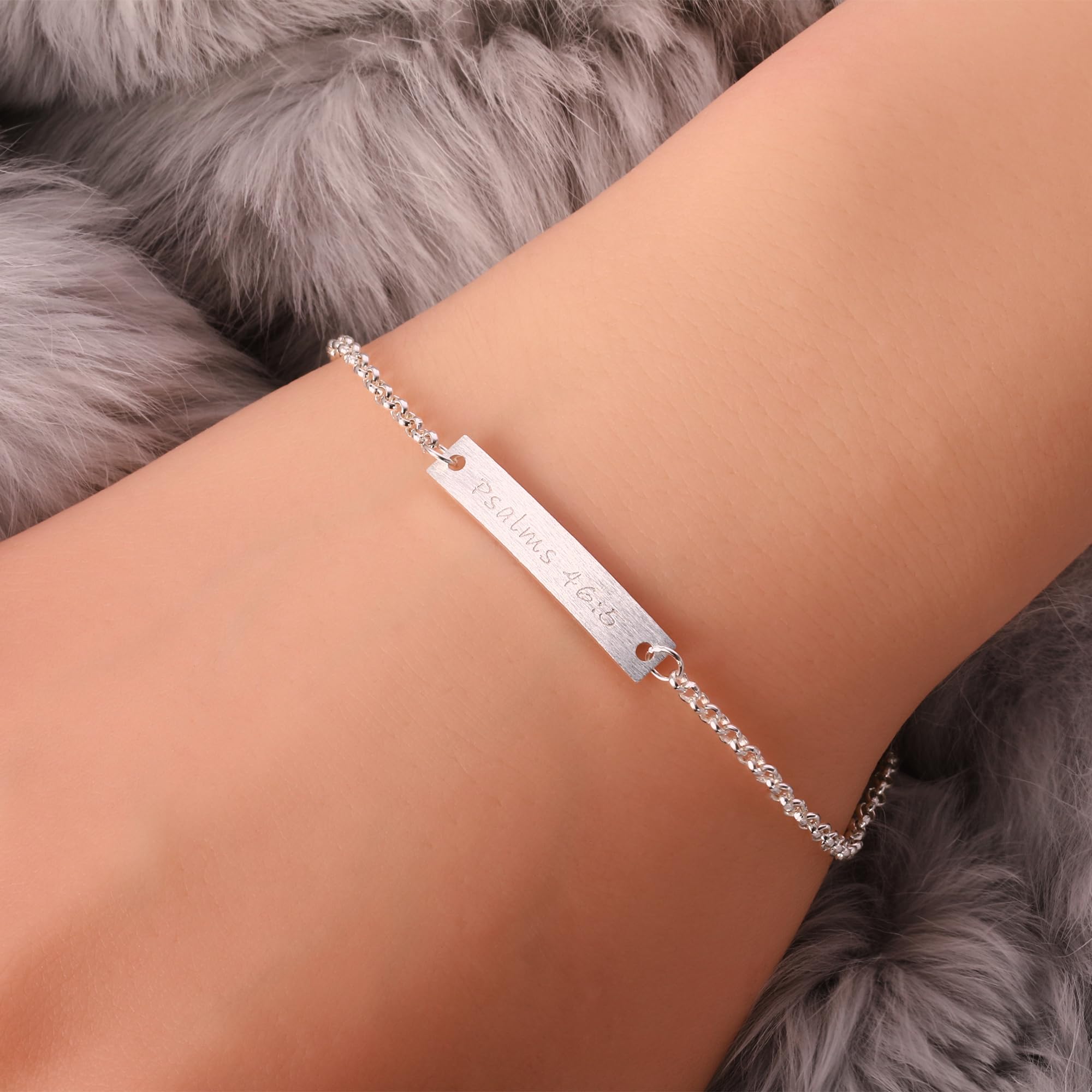 ALiLuYa Psalms 46:5 Sterling Silver Bible Verse Bracelet for Women - 925 Silver Engraved Christian Jewelry, Inspirational Gift for Church, Baptism & Daily Faith Wear