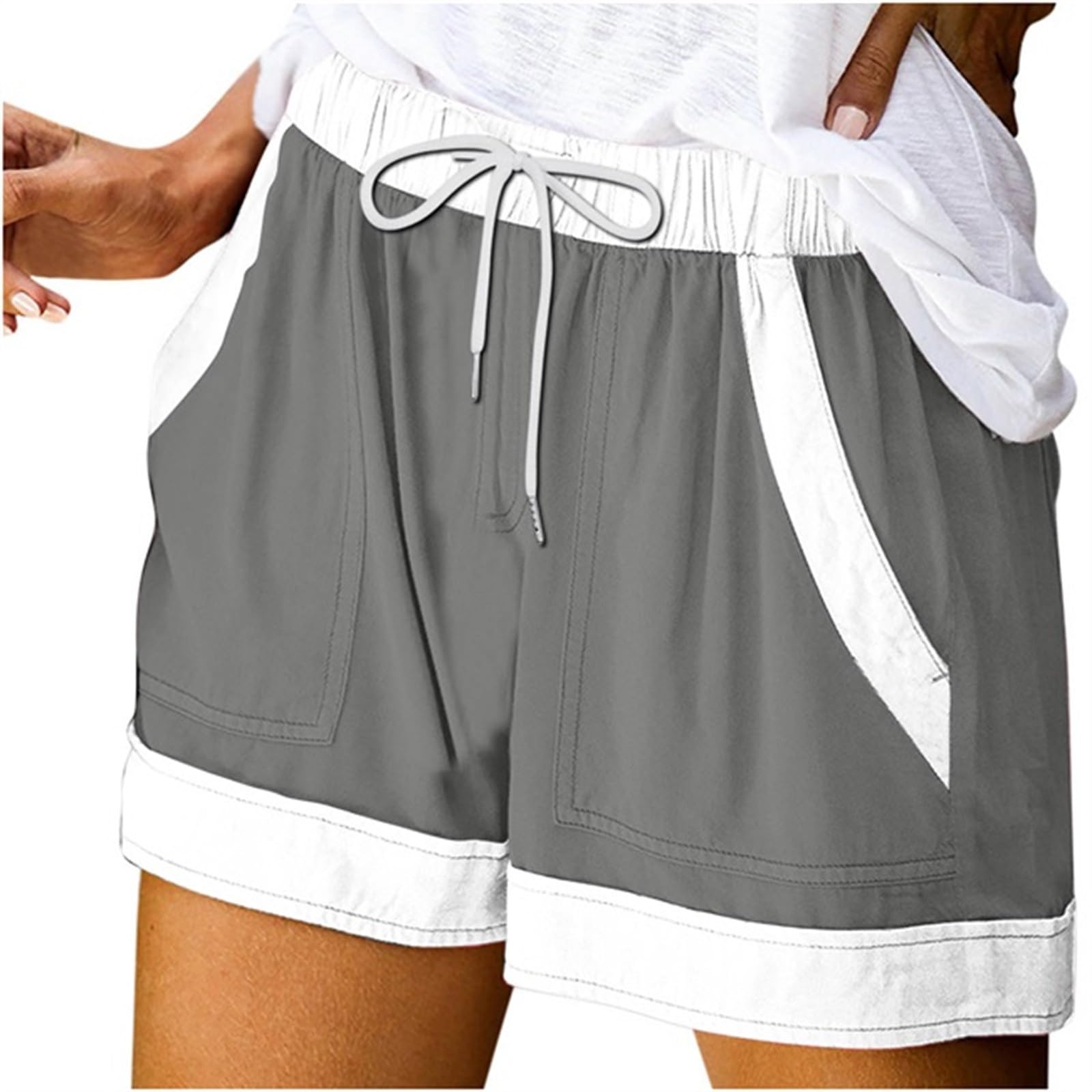 Women's Summer Casual Shorts - Elastic Drawstring High Waist Straight Leg Lounge Shorts with Pockets | Perfect for Beach, Vacation, Yoga & Everyday Wear
