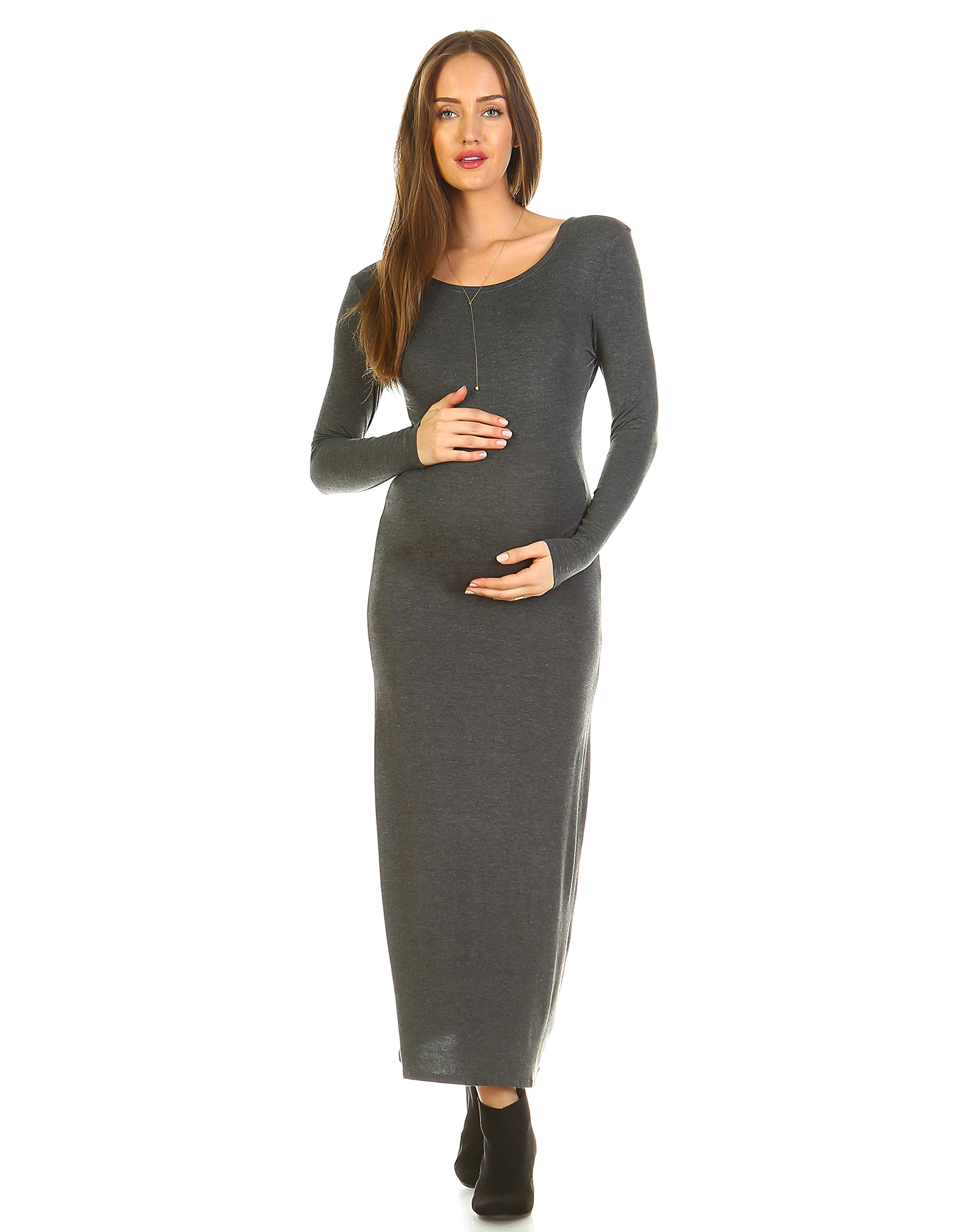 White Mark Women's Maternity 'Penelope' Maxi Dress - Plus Size Pregnancy Dress for Baby Shower, Maternity Photo Shoot & Summer Vacation