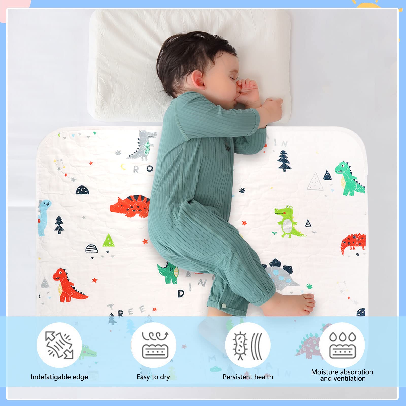 **Thboxes Waterproof Dinosaur Potty Training Bed Pad - 70x90cm Toddler Bed Wetting Protector for Single Size Beds - Soft & Absorbent Mattress Cover for Kids - Ideal for Daytime Naps & Overnight Protection**