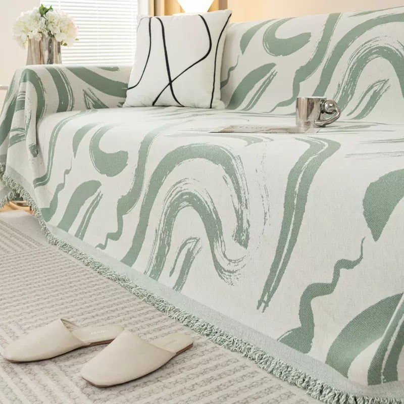 Stylish Rosalie Abstract Geometric Couch Cover - Modern Stretchable Sofa Slipcover for Living Room, Sectional, Loveseat - Perfect for Home Decor & Pet Protection