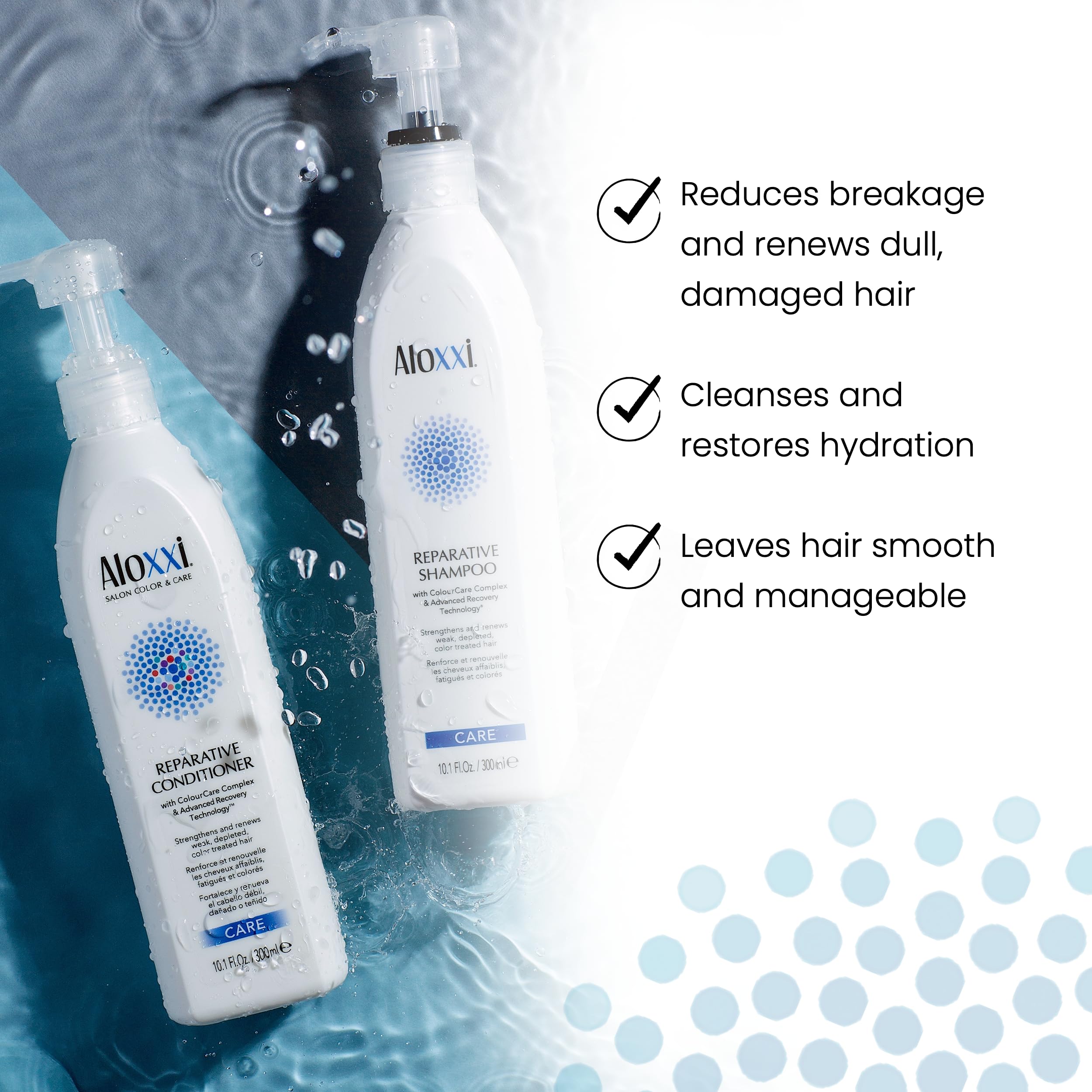 ALOXXI Repairing Shampoo for Damaged Hair - Sulfate Free, Keratin Enriched Hair Treatment - Perfect for Dry, Brittle & Color Treated Hair - Salon Quality at Home