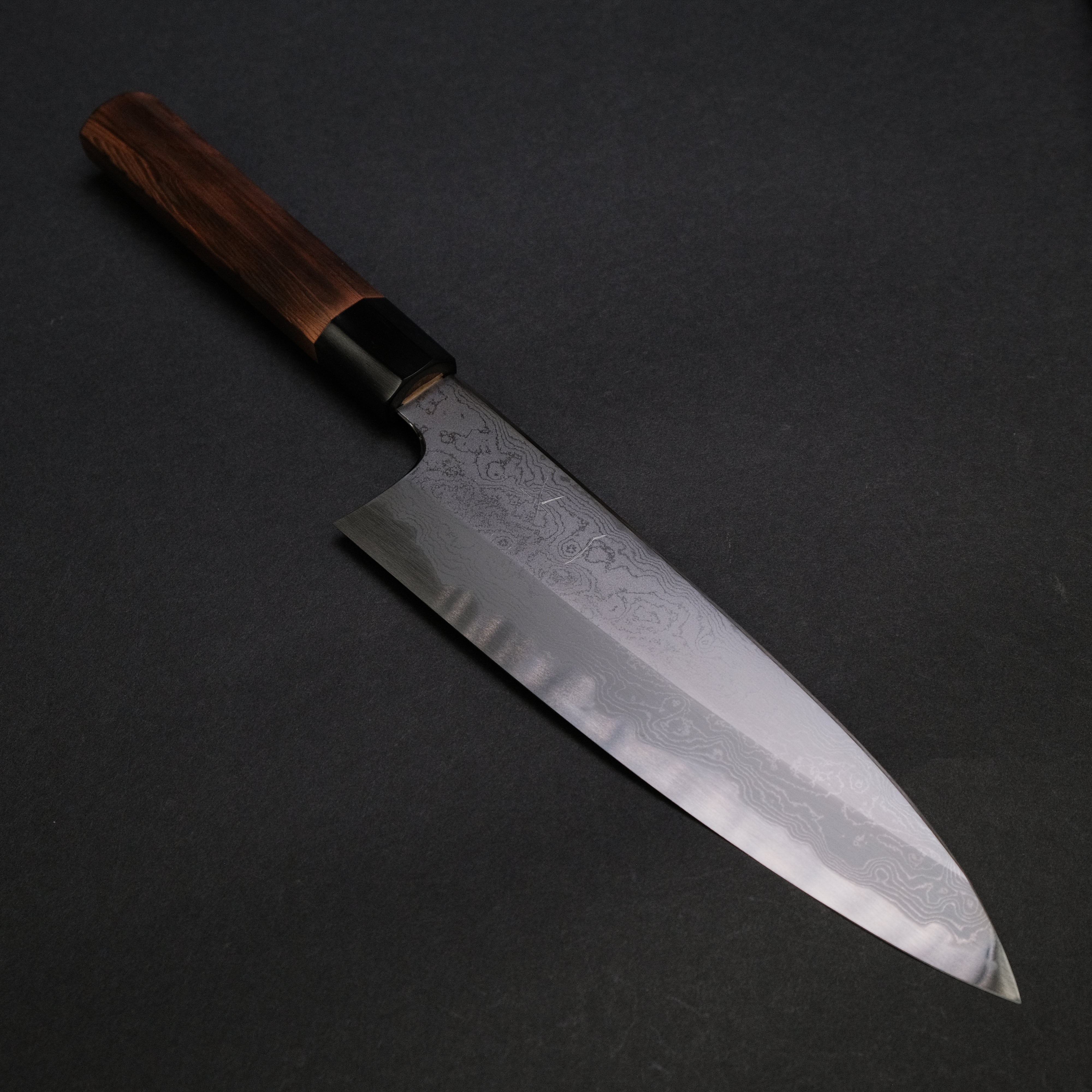 Hitohira Togashi White #1 Damascus Gyuto 210mm Japanese Chef Knife with Burnt Yakusugi Handle - Premium Kitchen Knife for Sushi, Meat Cutting & Professional Cooking