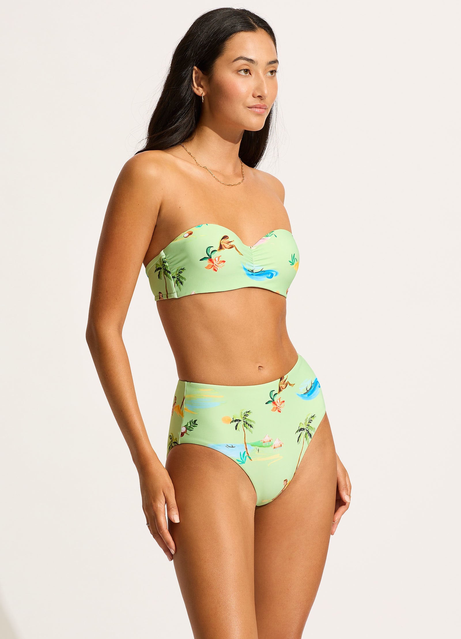 Isla Palm High Waisted Bikini Bottom - Sage Green Swimwear for Women | Perfect for Beach Vacation & Pool Party
