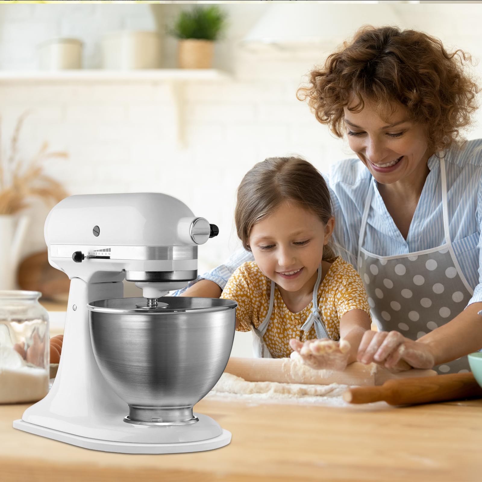 KitchenAid 4.5-5 Qt Bamboo Mixer Slider - Appliance Sliding Tray for Tilt Head Stand Mixer, Countertop Storage Mover, Easy Access & Space-Saving Solution for White KitchenAid Mixers, Perfect for Baking & Cooking