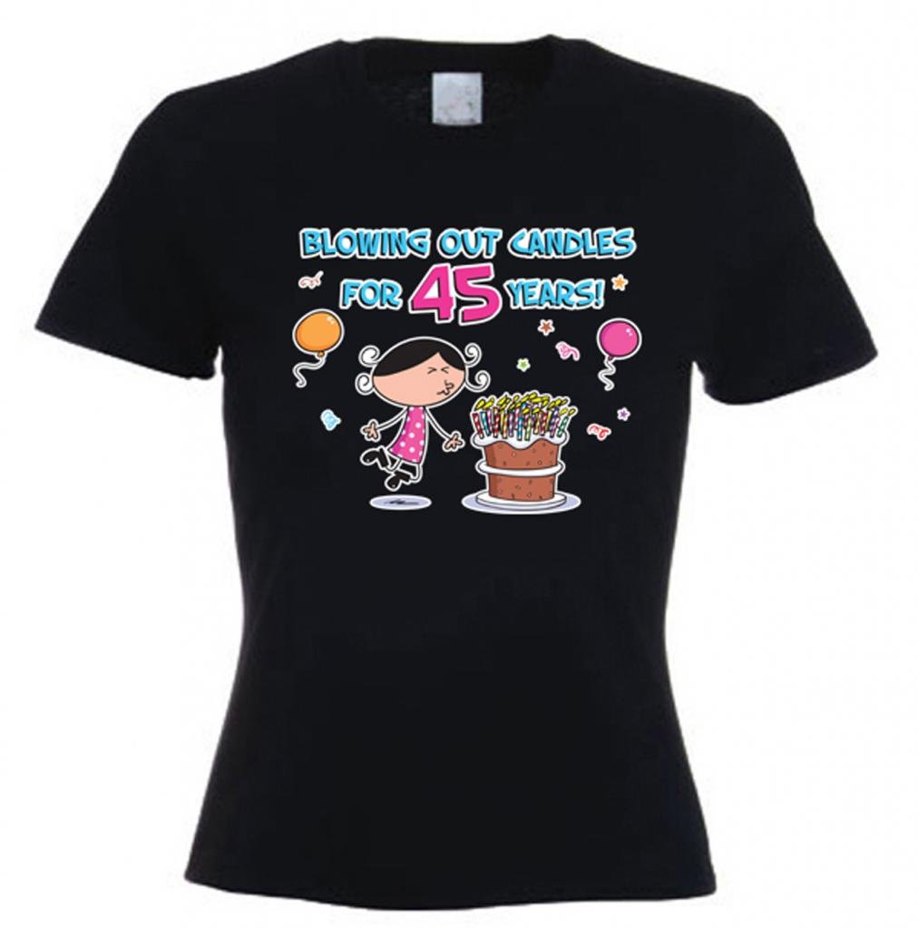 45th Birthday T-Shirt for Women - Funny 45 Years Blowing Out Candles Tribal Design - Perfect for Birthday Parties, Milestone Celebrations & Gift Giving
