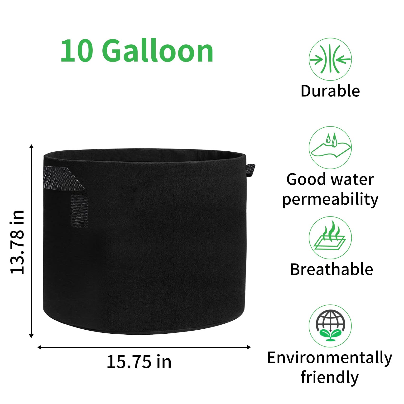 5 Pack 10 Gallon Heavy Duty Potato Grow Bags with Flap & Handles - Non-Woven Fabric Planter Pots for Vegetables, Tomatoes, Carrots - Perfect for Home Gardening, Patio & Indoor Planting
