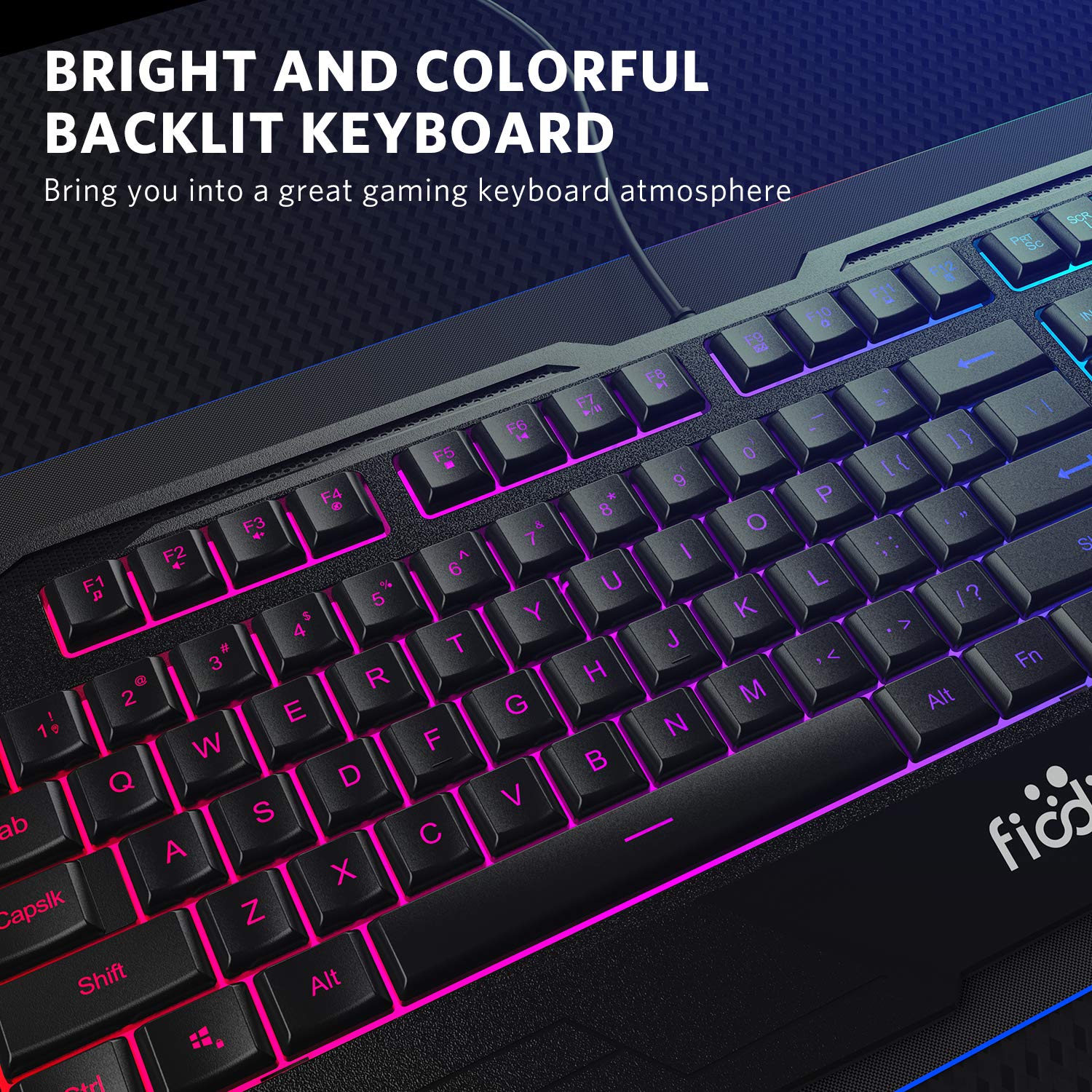 Rainbow Gaming Keyboard & Mouse Combo - 104 Keys, 1600 DPI for PC Gamers - Perfect for Esports & Office Work