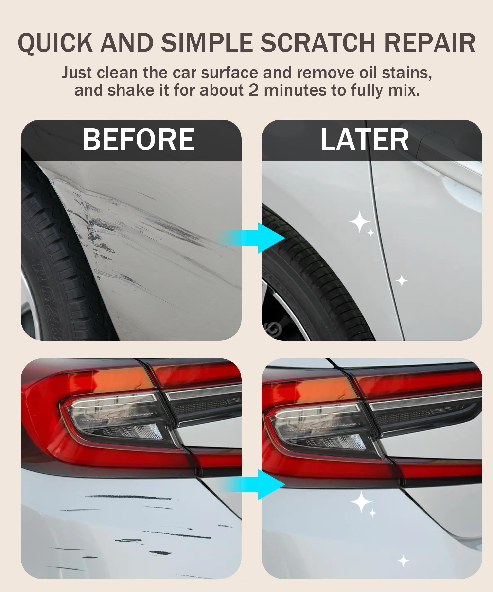 RACOONA Car Touch Up Paint Pen - Auto Scratch Repair Kit for Cars, Trucks & SUVs | Easy to Use Paint Repair Pen for Scratches, Chips & Dents | Perfect for DIY Car Paint Touch Up (Pearl White) | Ideal for Parking Lot Scratches, Door Dings & Minor Collision Repairs