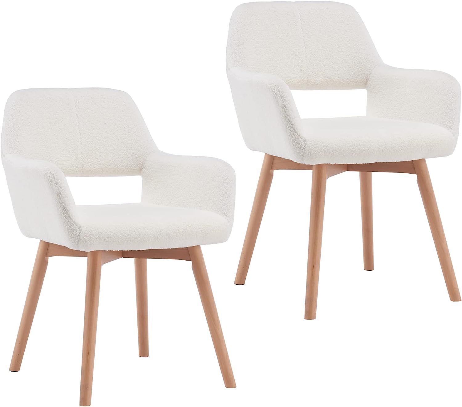 Modern Dining Chairs Set of 2 - Solid Wood Legs Kitchen & Accent Chairs for Dining Room, Living Room, Club or Guest Use - White (Perfect for Home Decor, Restaurant, Cafe & Office Settings)