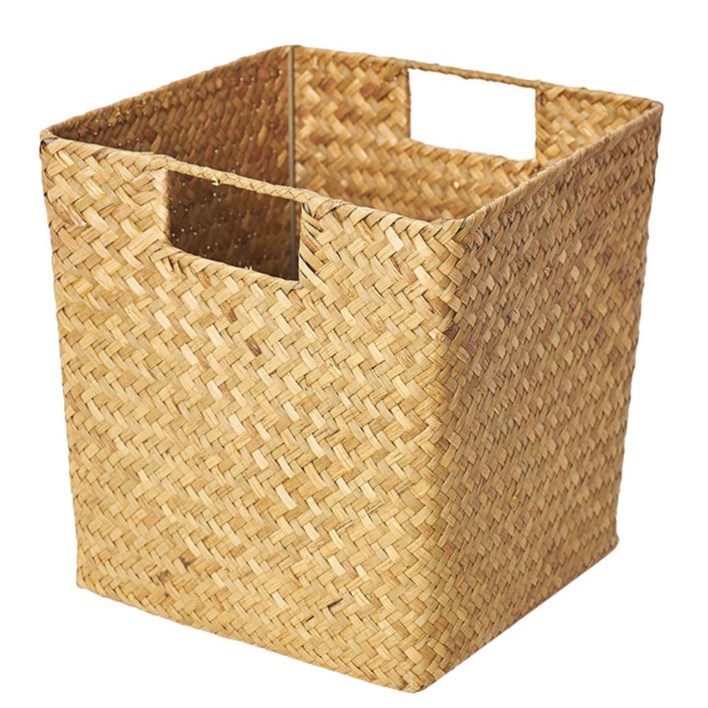 Hemoton Rattan Storage Basket - 1PC Multifunctional Woven Seagrass Organizer for Fruits, Flowers, Toys & Desk Topper | Perfect for Home, Office, Nursery & Gift Giving