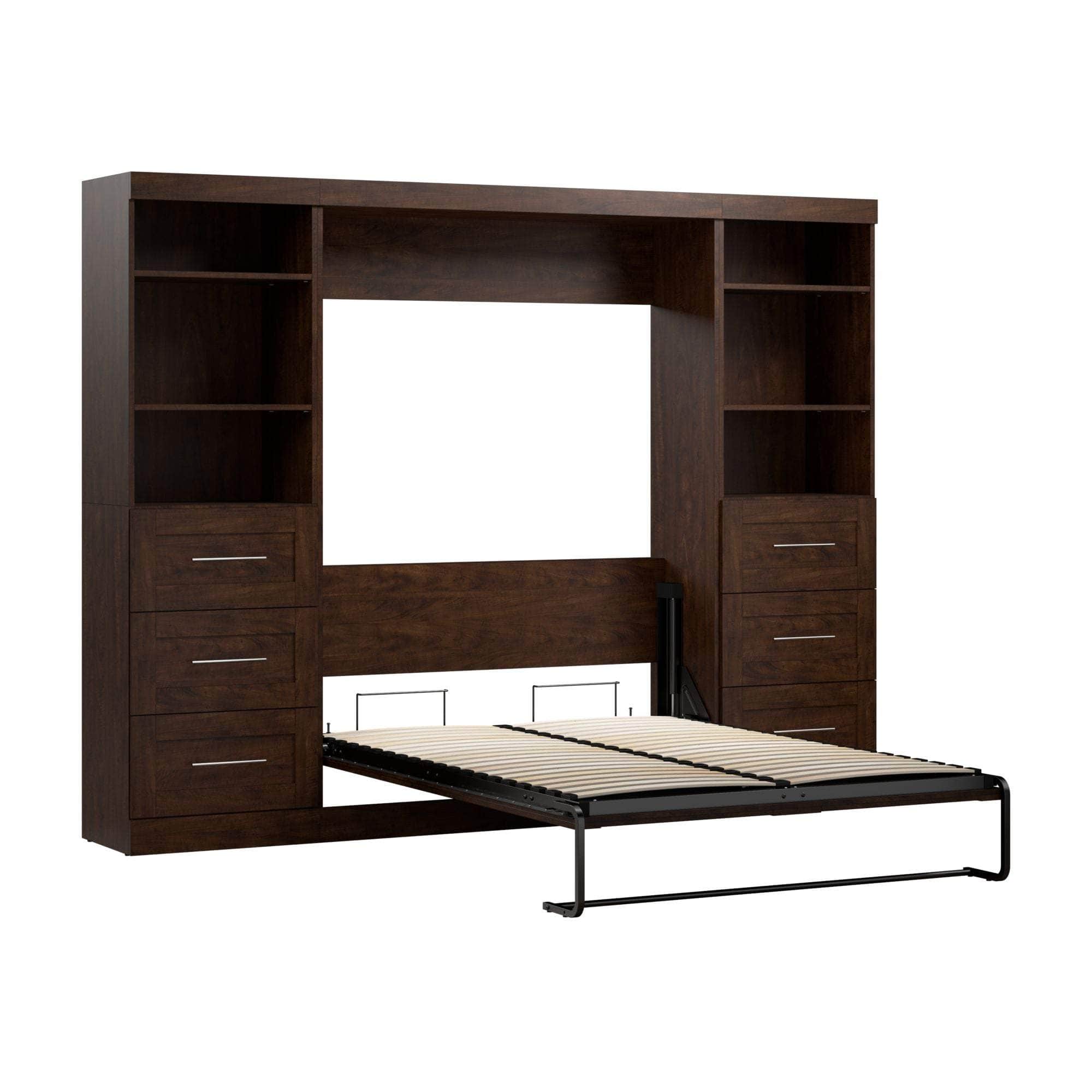 Pur Full Murphy Wall Bed with 2 Storage Units & Drawers (109W) - 7 Color Options for Space-Saving Home Office, Guest Room & Small Apartments