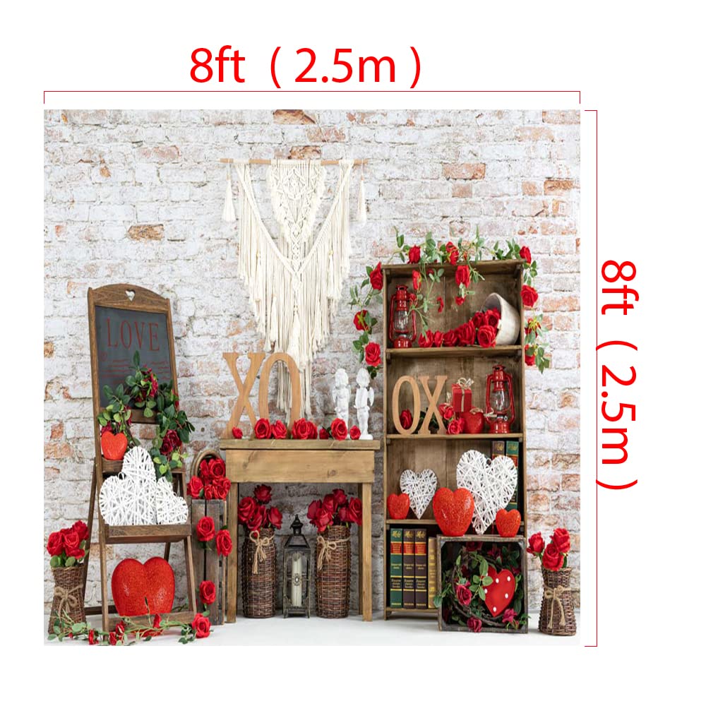 Kate Valentine Photography Backdrop - 8x8ft Heart Backdrop with Rose Decor for Valentine's Day, Birthday Parties, Baby Showers & Kids Events | Perfect for Photo Booths, Wedding Receptions & Home Decor