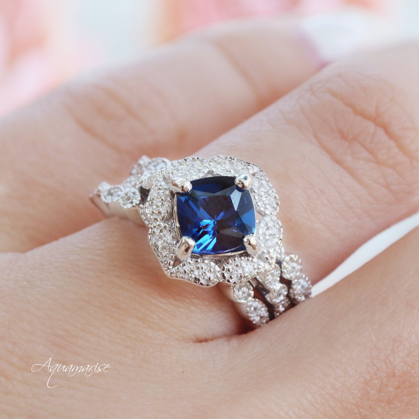 Luxury Sapphire Ring for Women - Sterling Silver 925, Elegant Blue Gemstone Jewelry for Engagement, Anniversary & Special Occasions
