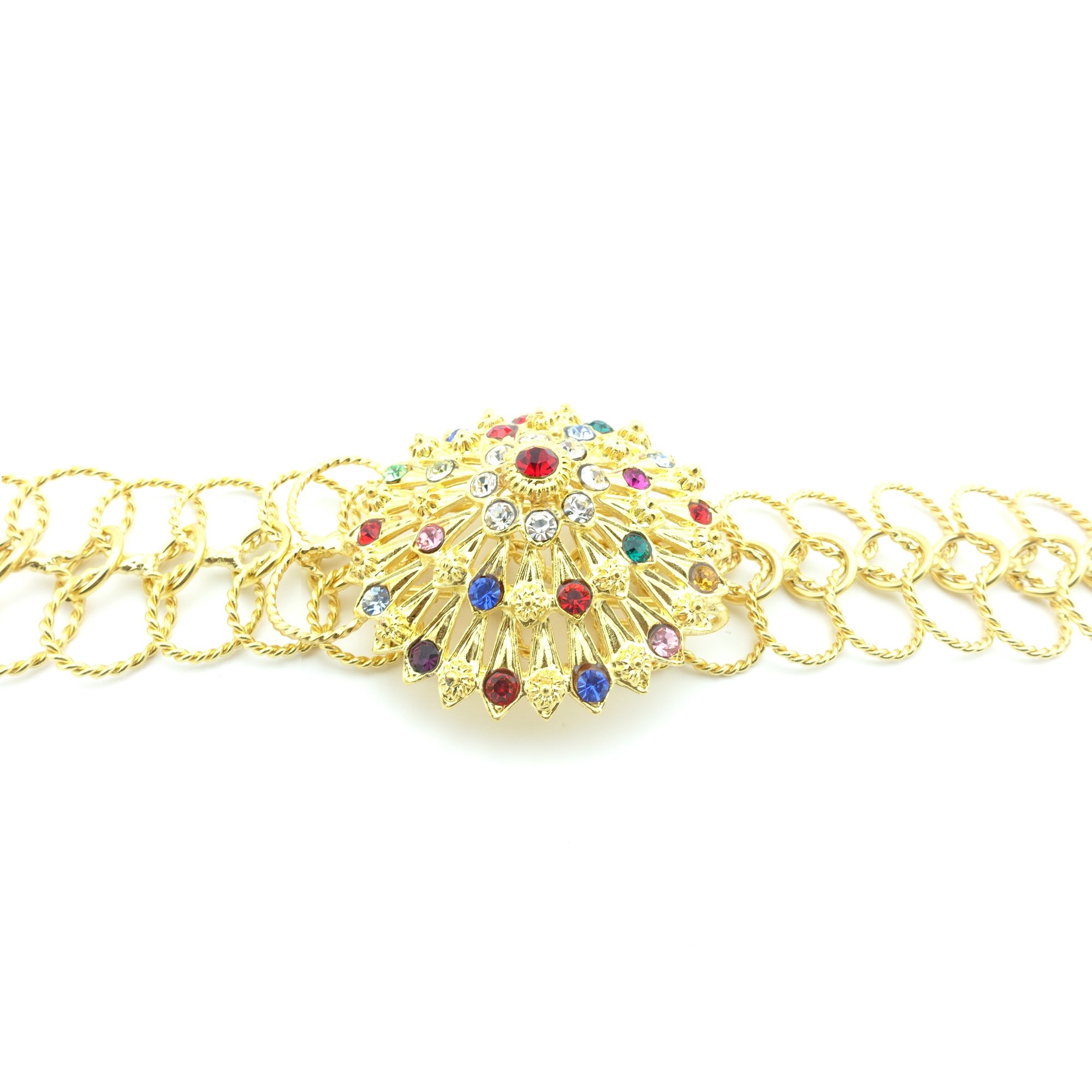 Thai Gold Plated Crystal Belt - Elegant Costume Accessory for Dances & Weddings