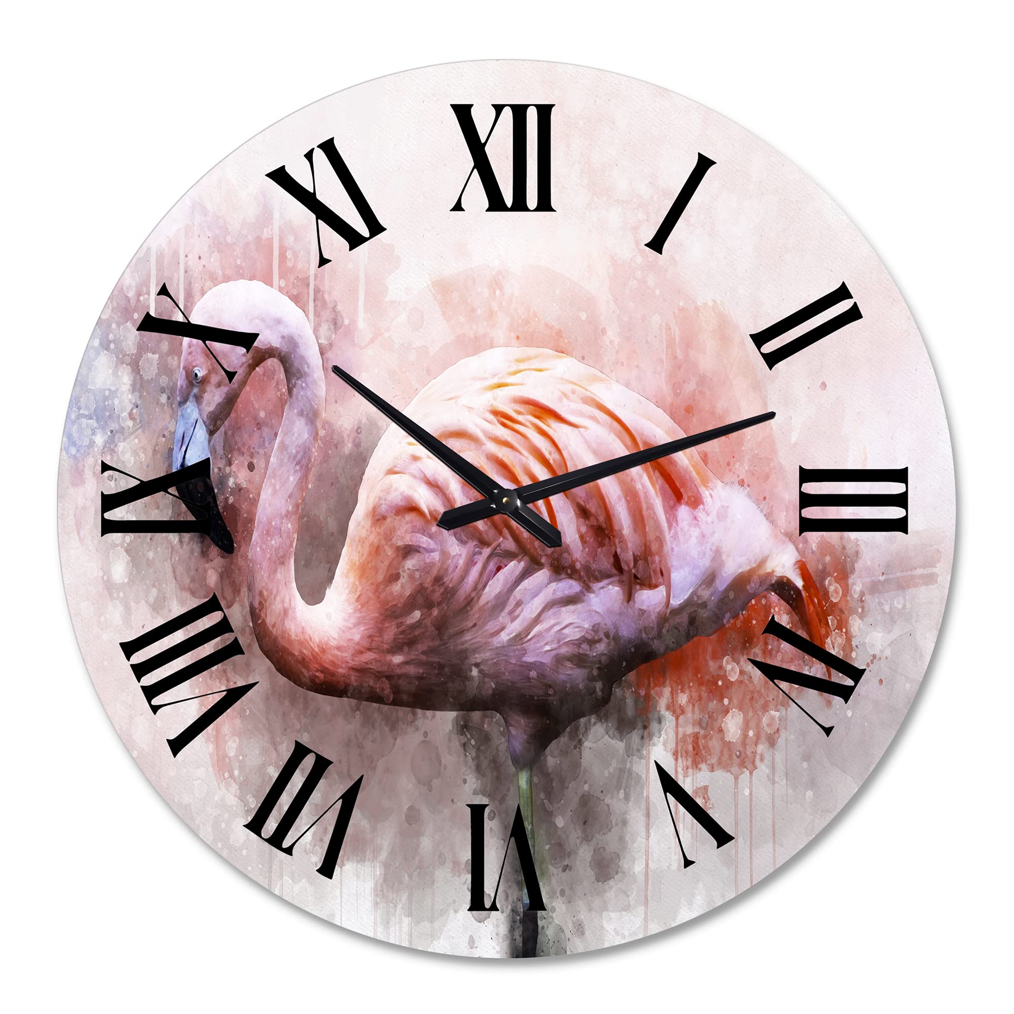 Farmhouse Wall Clock with Pink Flamingo Design - Large Decorative Clock for Kitchen, Living Room & Bedroom - Perfect for Home Decor and Gift Giving