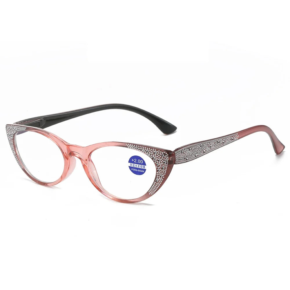 Fashion Women's Blue Light Blocking Reading Glasses with Diamond Design - Perfect for Computer Work, Reading & Screen Time Protection