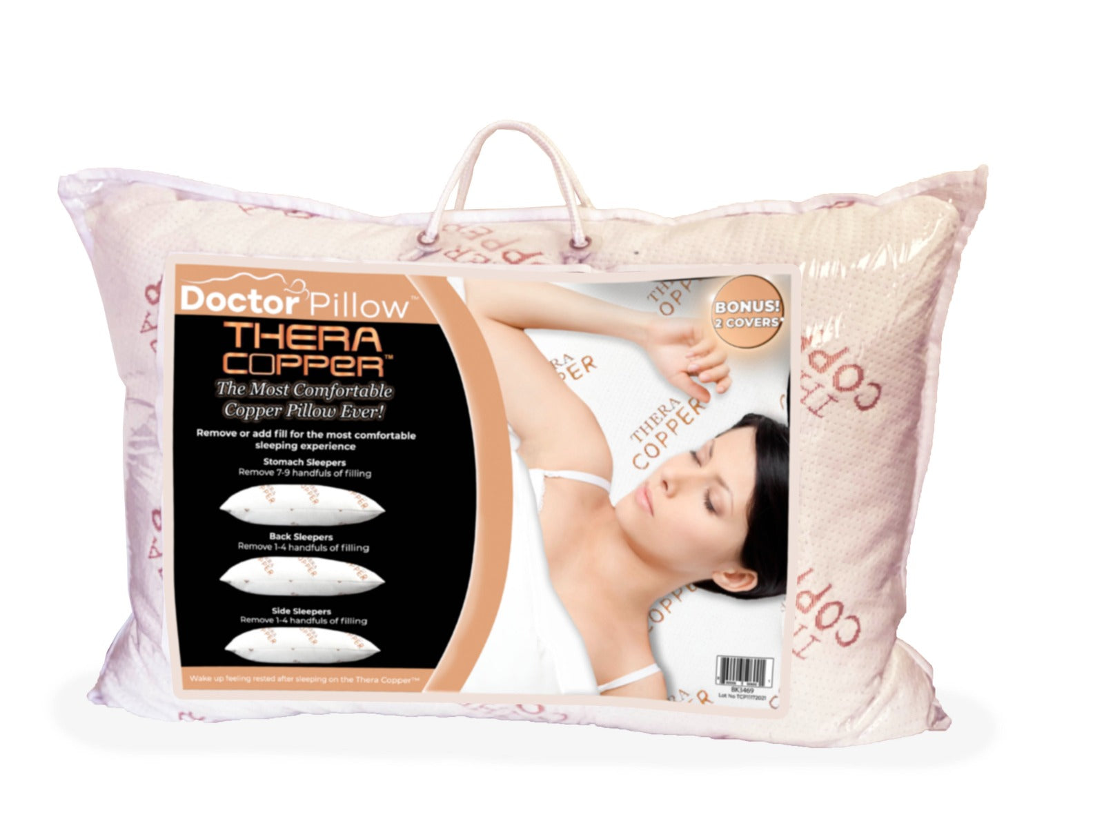 TheraCopper Pillow - Copper Infused Memory Foam Pillow for Neck Pain Relief & Better Sleep, Orthopedic Support for Side, Back & Stomach Sleepers - Home & Travel Use