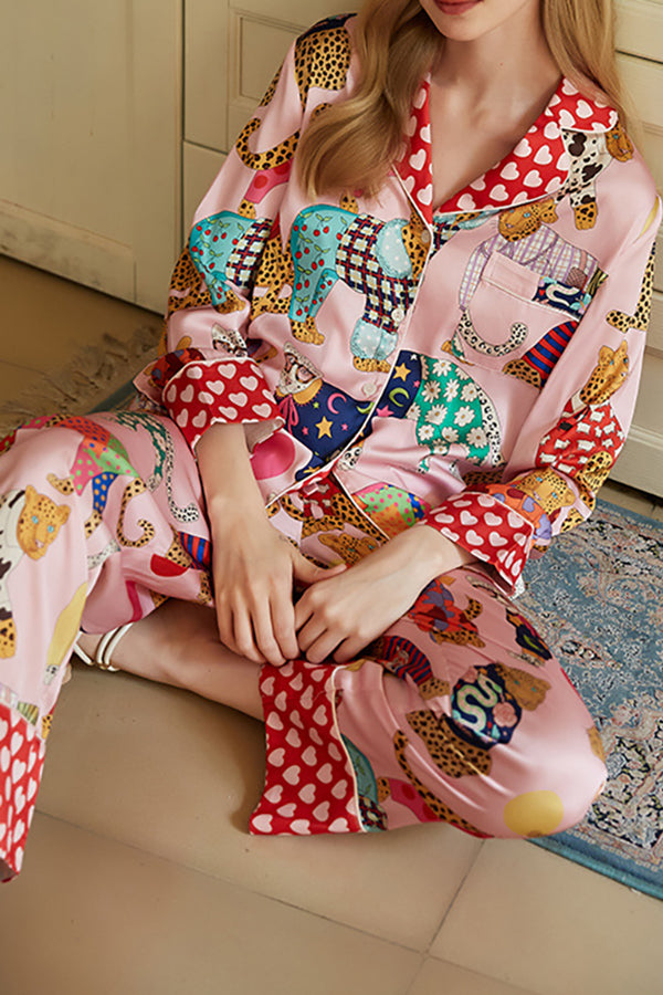 Stylish Leopard Print Long Sleeve Loungewear Set - Cozy Two-Piece Outfit for Women | Perfect for Home Relaxation, Yoga & Casual Wear