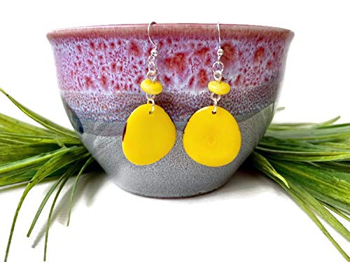 Organic Yellow Dangle Earrings for Women | Hypoallergenic Lightweight Fashion Jewelry | Perfect for Parties, Weddings & Everyday Wear