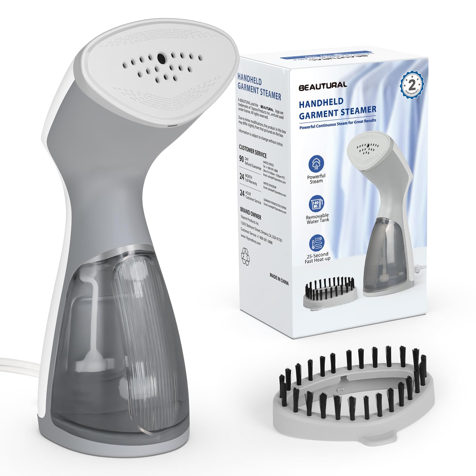 BEAUTURAL 1000W Portable Garment Steamer with 140ML Water Tank - Fast Wrinkle Remover for All Fabrics - Perfect for Home, Office & Travel - Ideal for Wedding Dresses, Suits, Curtains & Daily Outfits