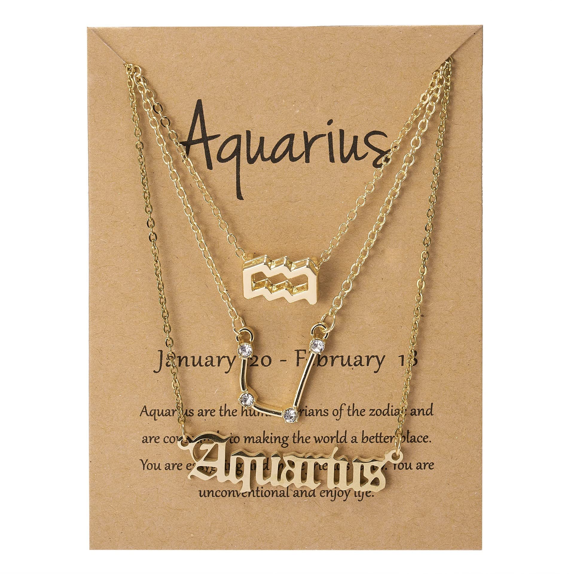 12 Constellation Zodiac Necklace for Women - Crystal Horoscope Layered Pendant with Astrology Card - Perfect Gift for Birthday, Christmas & Daily Wear