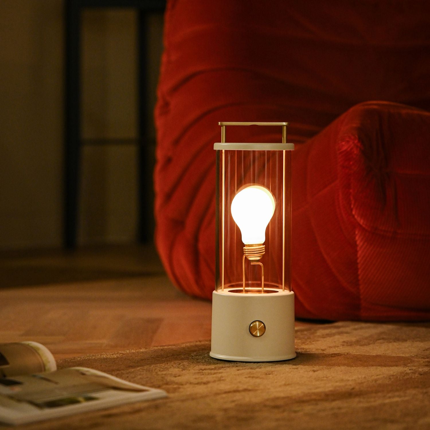 The Muse Portable Lamp in Candlenut White - Rechargeable LED Night Light for Bedroom, Nursery, Camping & Travel - Soft Glow Lighting for Reading & Relaxation