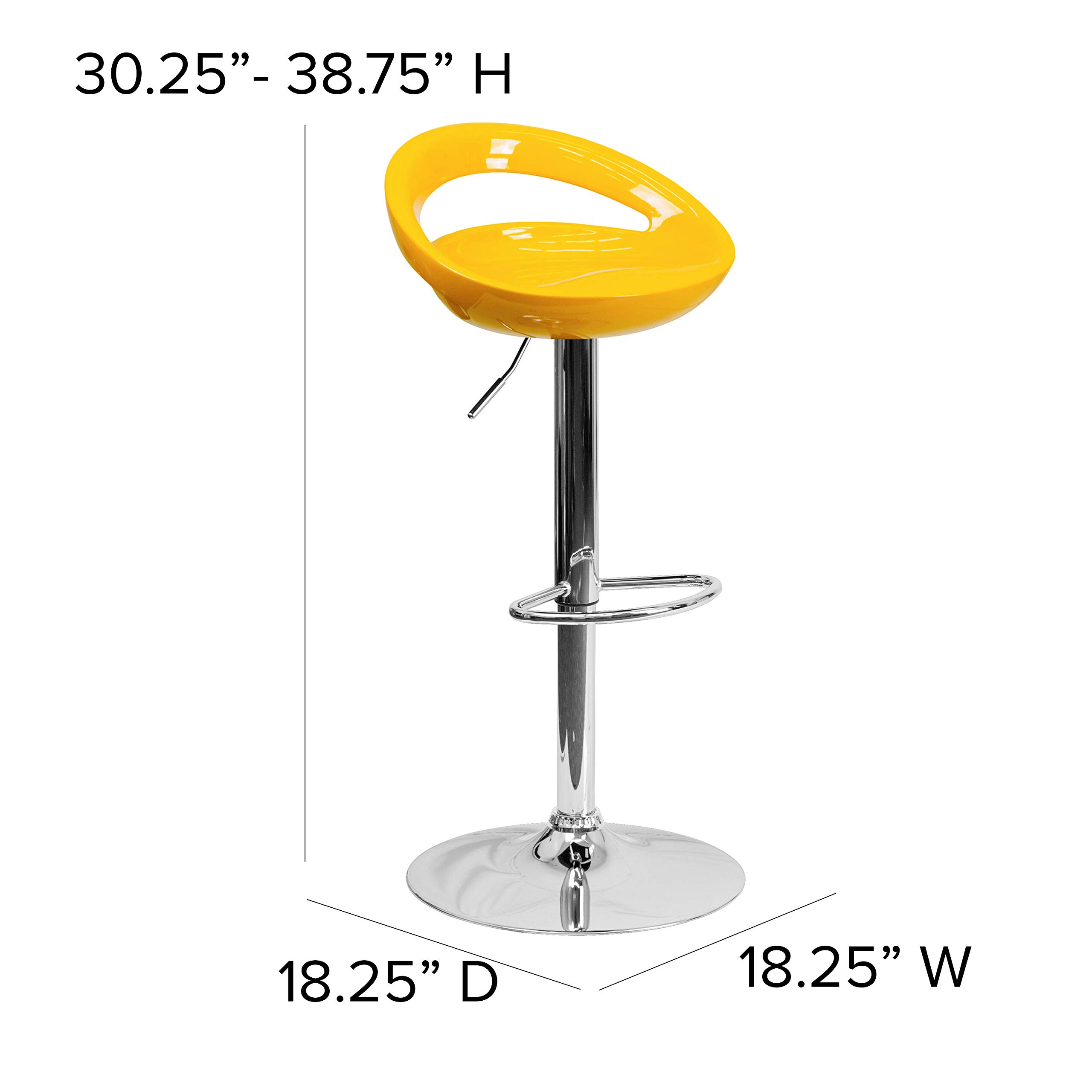 Flash Furniture Adjustable Height Bar Stool - 1-Piece Set, Yellow - Perfect for Kitchen Islands, Bars & Countertops