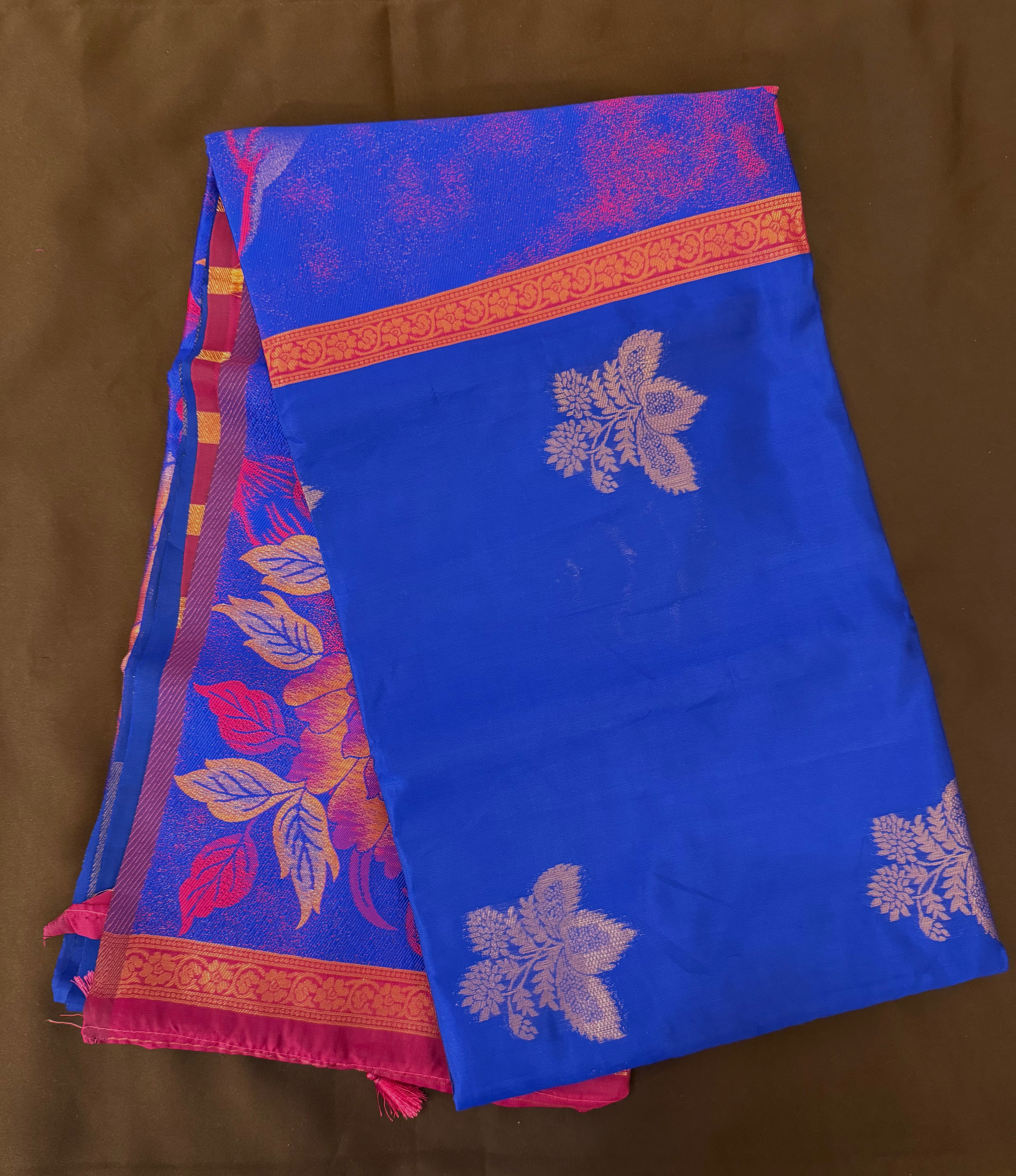 Royal Blue Art Silk Saree for Women with Contrast Border - Elegant Indian Traditional Dress for Weddings, Parties & Festive Occasions