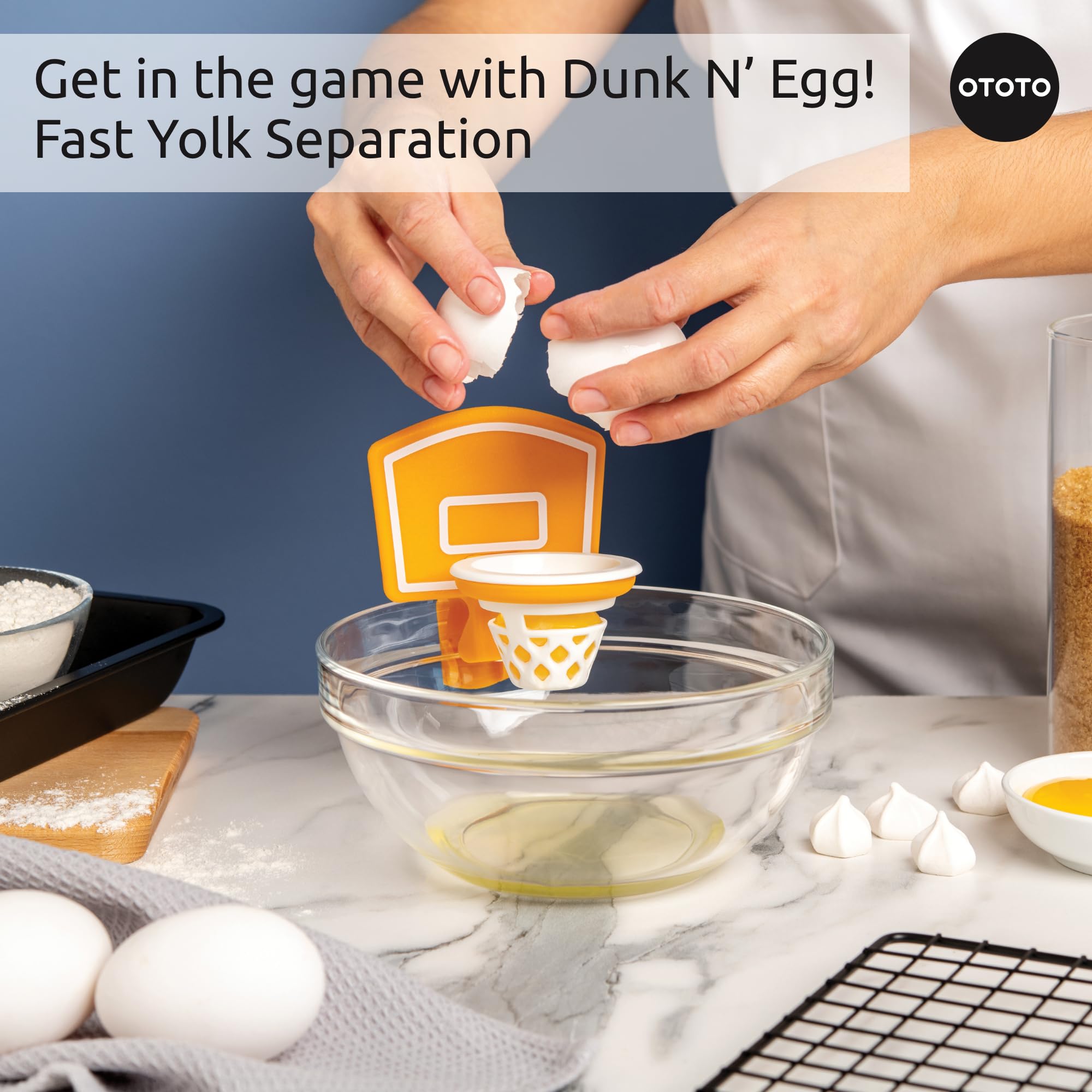 OTOTO Dunk N' Egg Yolk Separator - Funny Basketball-Shaped Kitchen Gadget for Easy Egg Separation | Unique Cooking Gift for Chefs & Home Cooks | Perfect for Breakfast Prep, Baking & Healthy Cooking