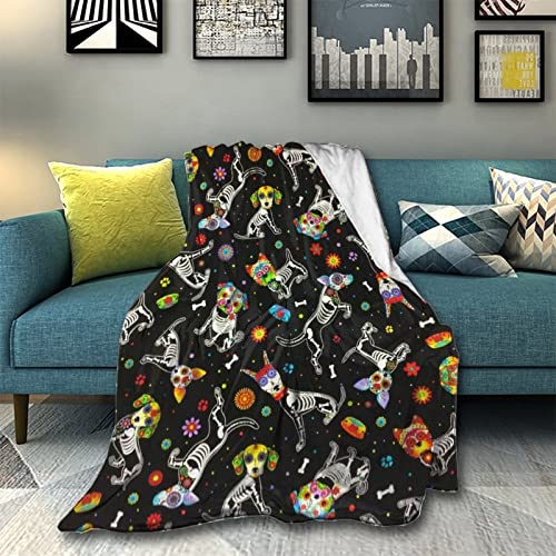 Sugar Skull Dog Skeleton Floral