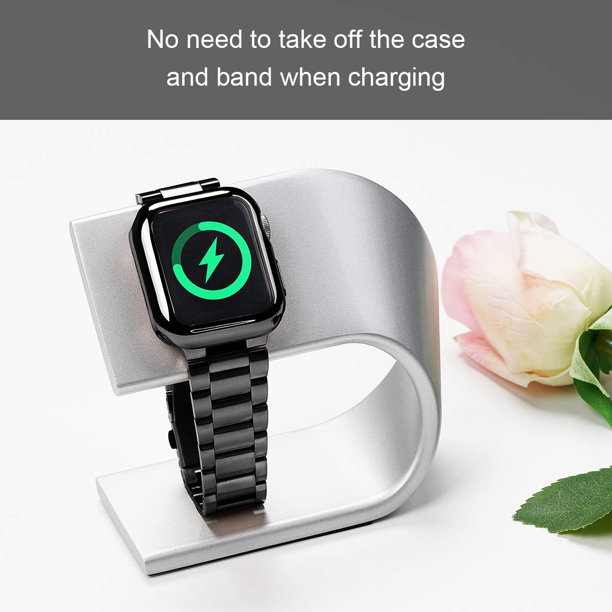 Premium Stainless Steel Apple Watch Band 44mm Compatible with Series 6/5/4/SE - Durable Metal iWatch Strap with Screen Protector Case for Men & Women (Black) - Perfect for Workouts, Office & Everyday Wear