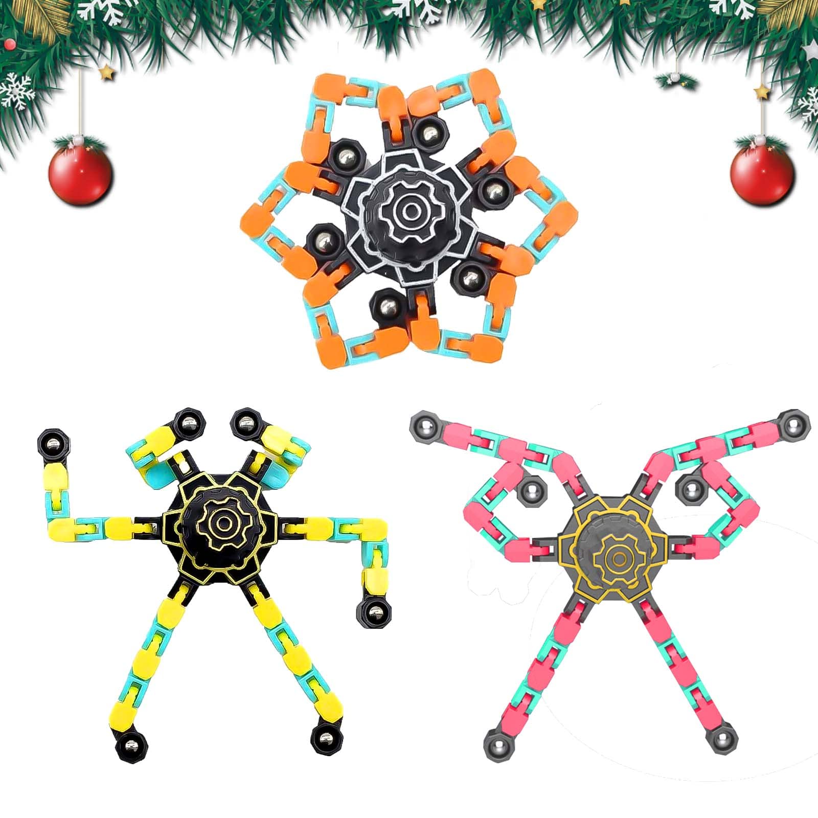3-Pack Transformable Fidget Spinners - Stress Relief & Anti-Anxiety Sensory Toys for Adults & Kids | Fun Fingertip Gyro Spinning Top Toys for Office, School, and Home Use