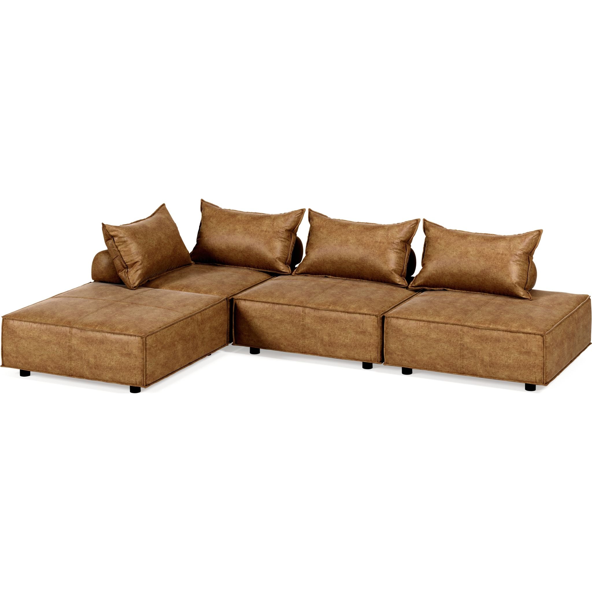 4-Piece Sectional Sofa Set with Reversible Chaise - Modern L-Shaped Couch for Living Room, Family Room & Apartment - Soft Fabric Upholstery, Comfortable Seating - Perfect for Lounging, Entertaining & Small Spaces