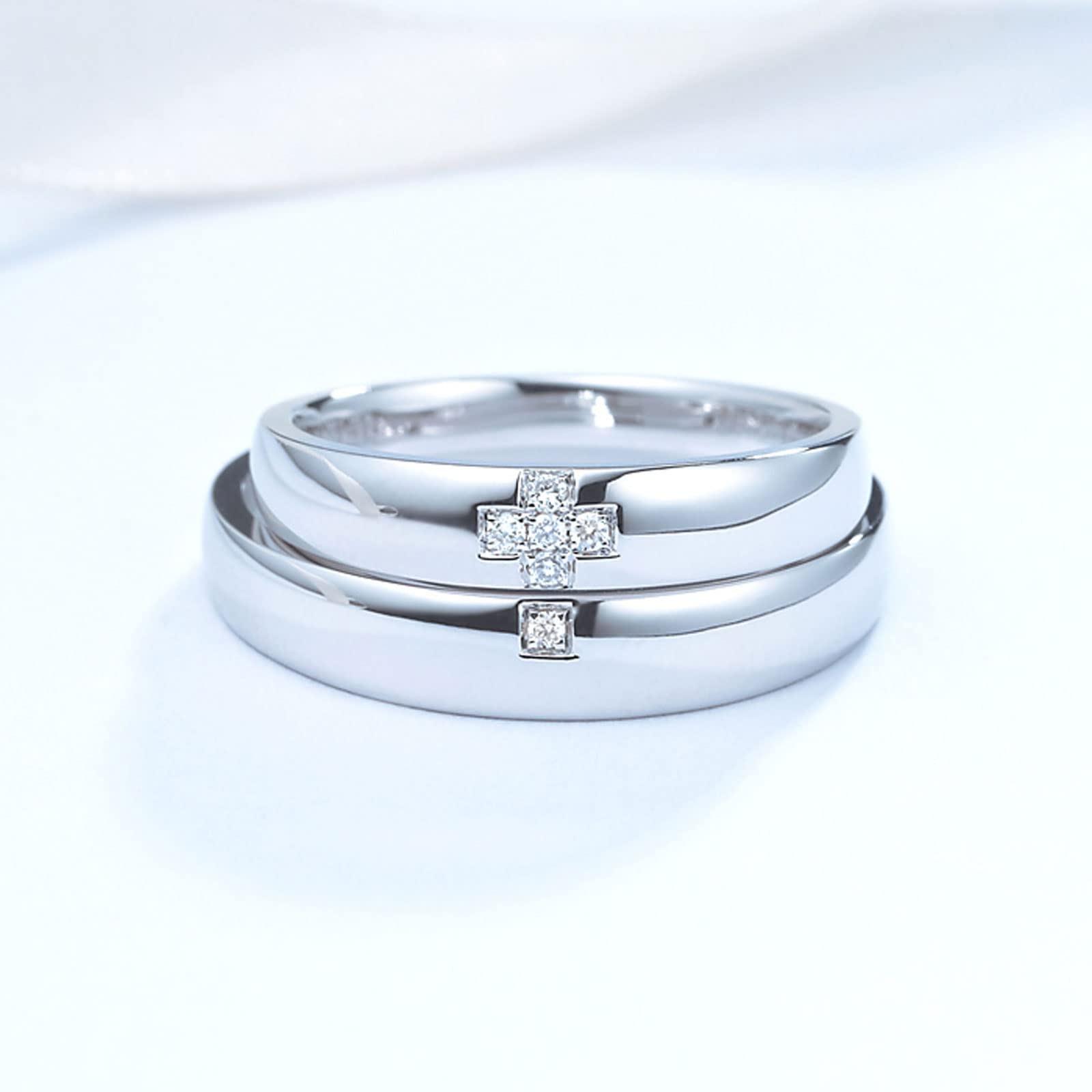 Diamond Matching Couples Rings for Him & Her - Sterling Silver/10K/14K/18K Wedding Promise Rings with Free Engraving | Perfect for Anniversaries, Proposals & Romantic Gifts