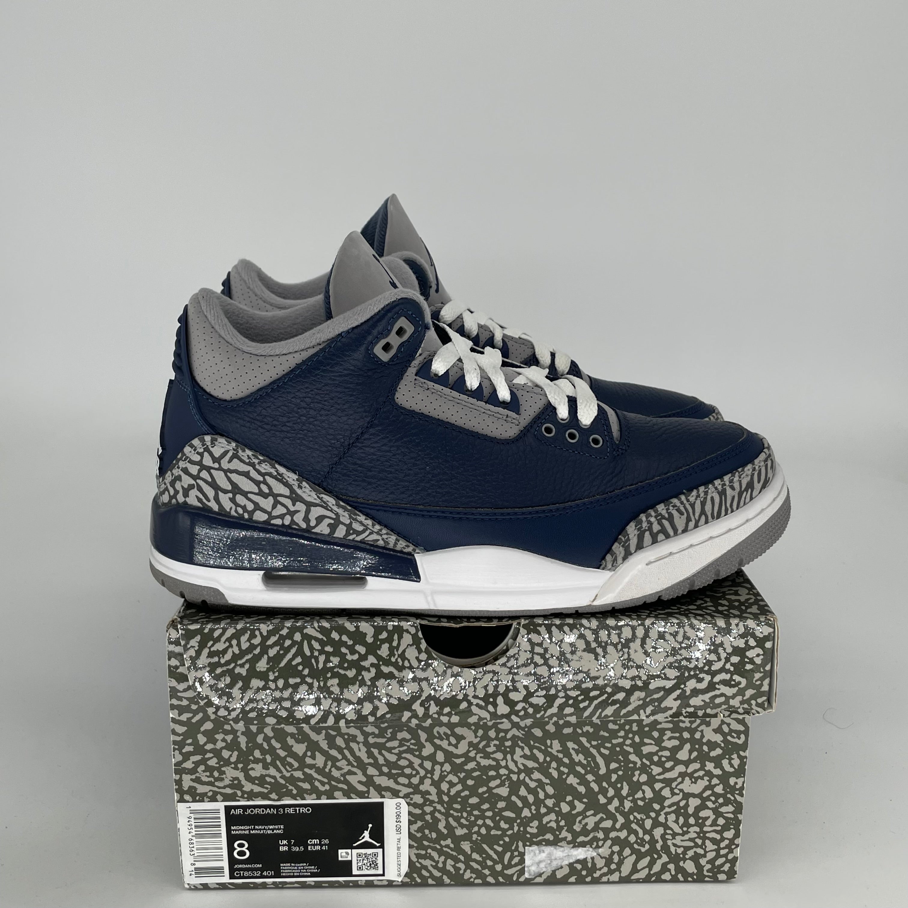 AIR JORDAN 3 GEORGETOWN Basketball Shoes Men's Size 8 - Retro Style Sneakers CT8532-401 for Casual Wear & Street Fashion
