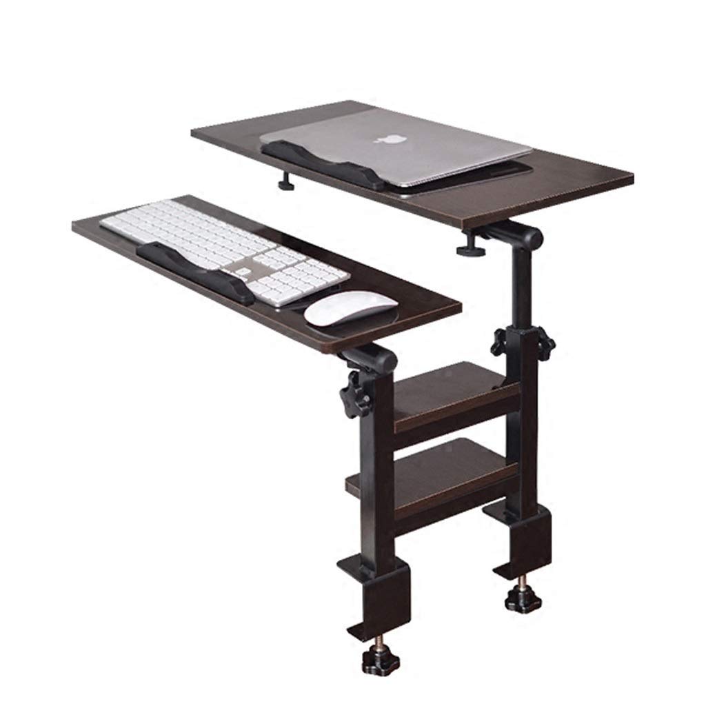 Adjustable Height Portable Computer Desk - 30x60cm Black Wooden Laptop Table with Wheels for Home Office, Study, Dining & Bedroom Use